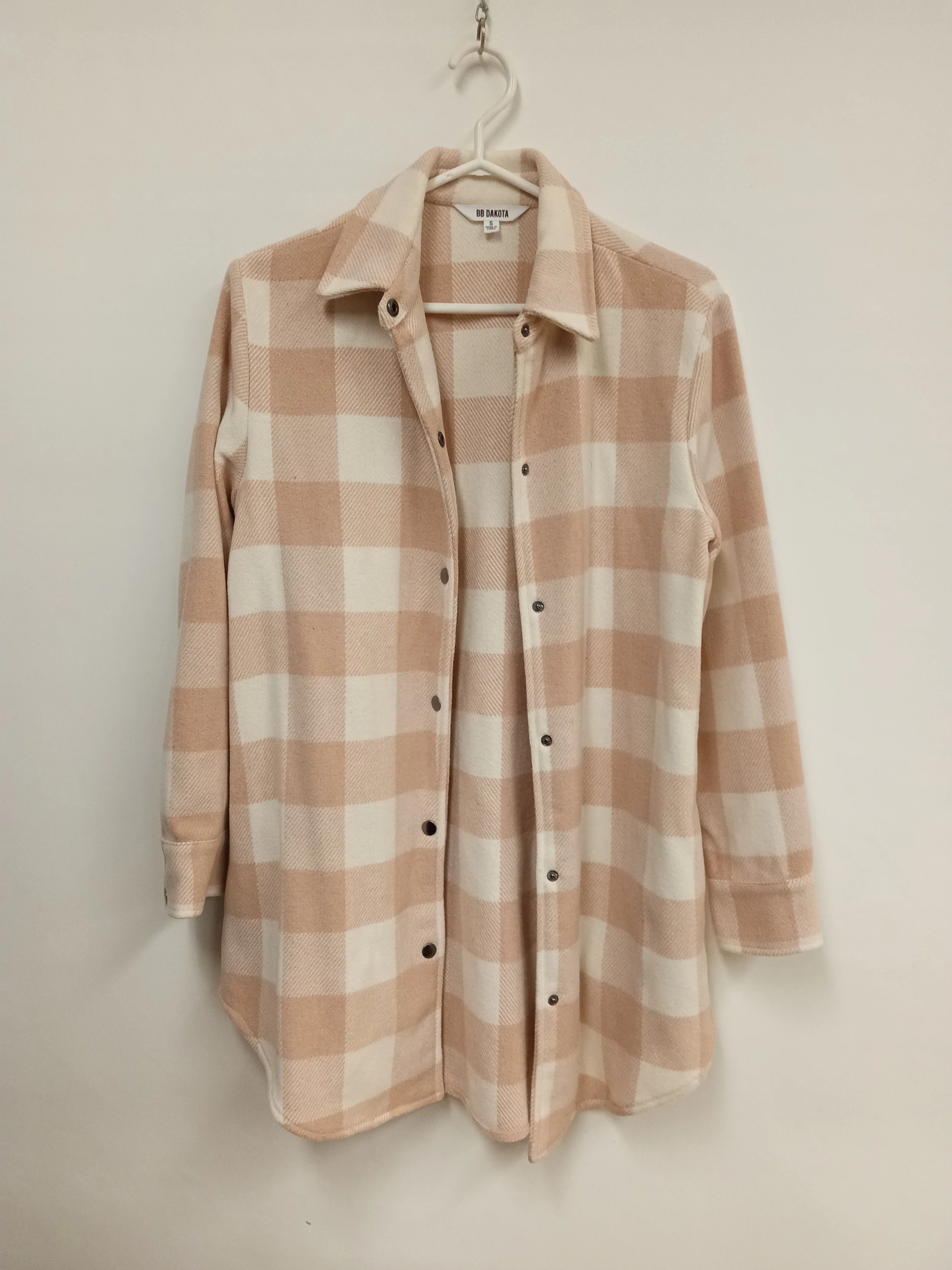 Veste longue en laine/polyester, Carellé Rose et beige, BB DAKOTA, S