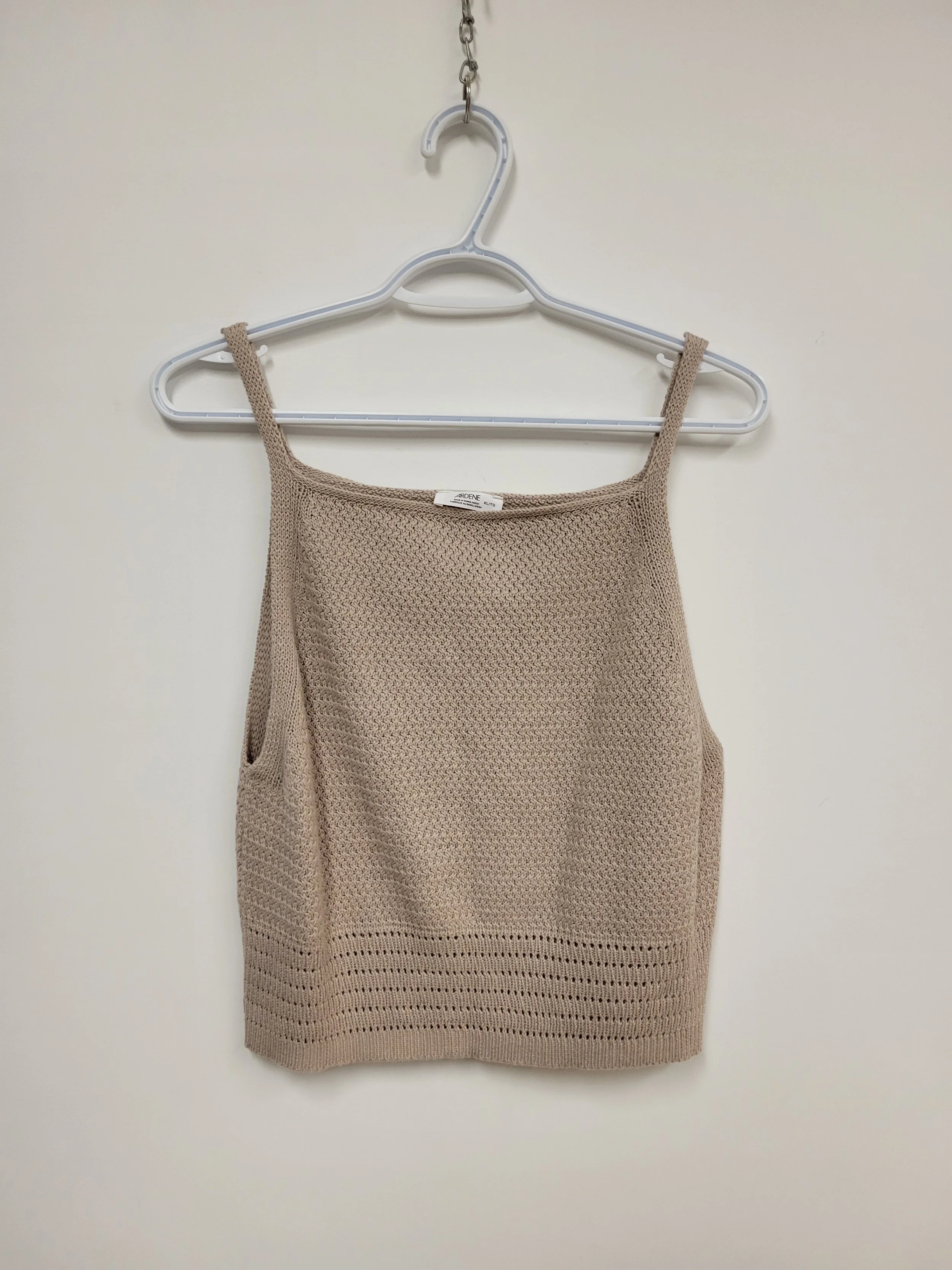 Camisole en tricot de coton, beige sable, ARDENE, XL