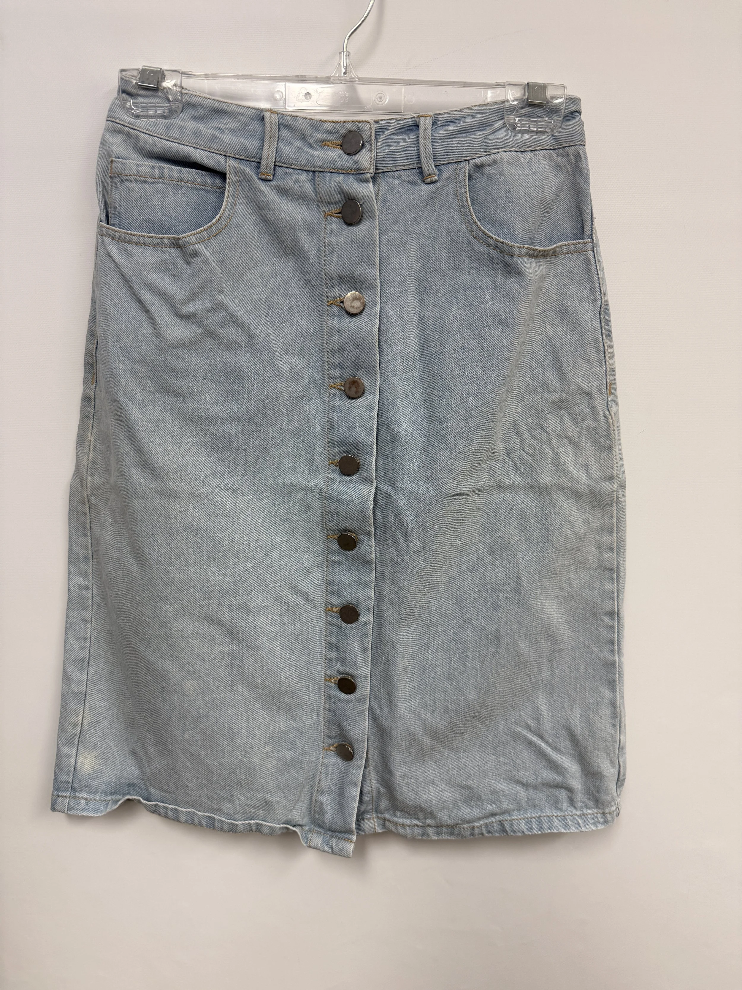 Jupe en jeans pâle, boutonnée sur tout le long, Twik par Simons, Small