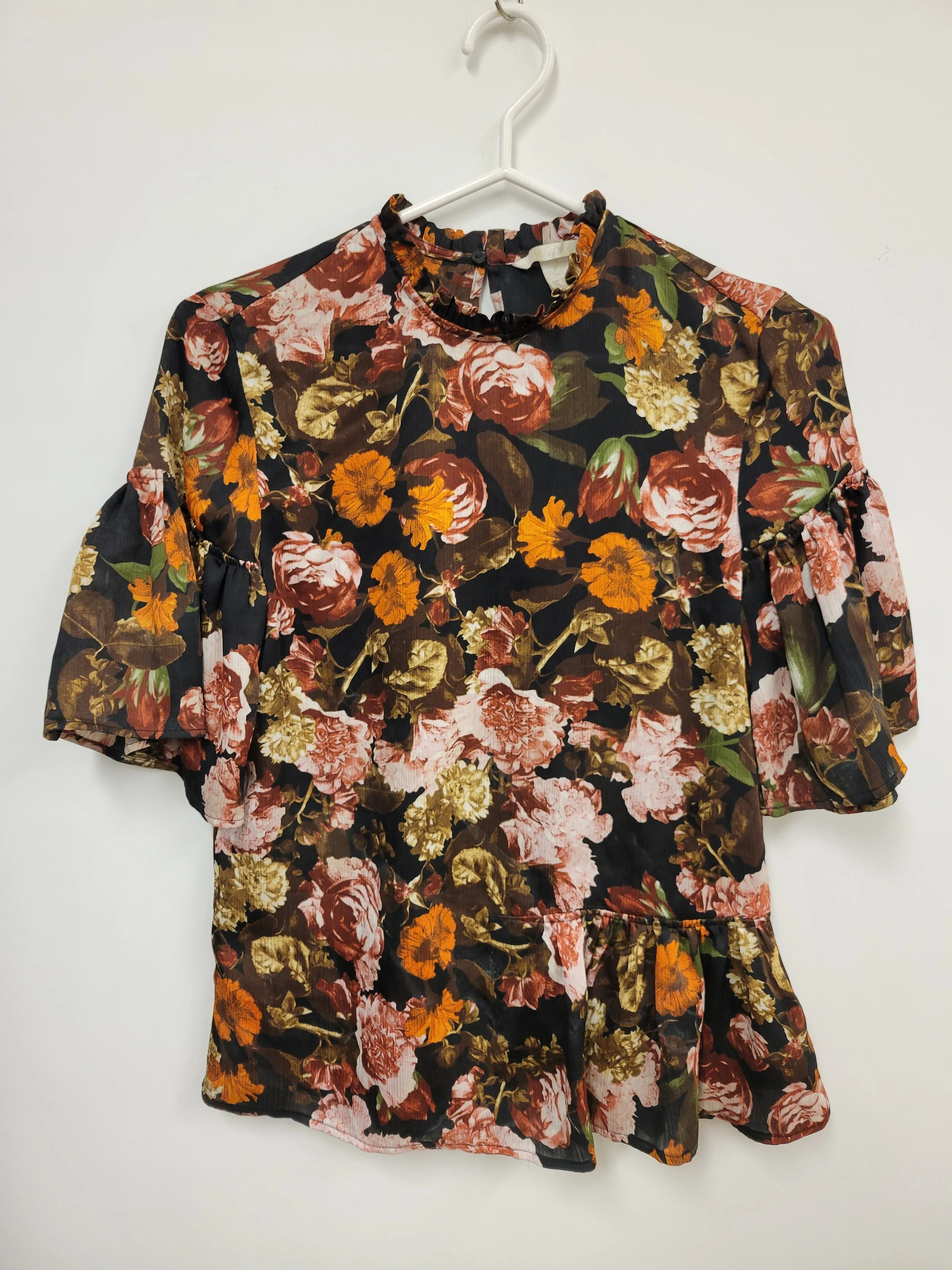Blouse à motif floral, manches évasées, H&M, taille US 6