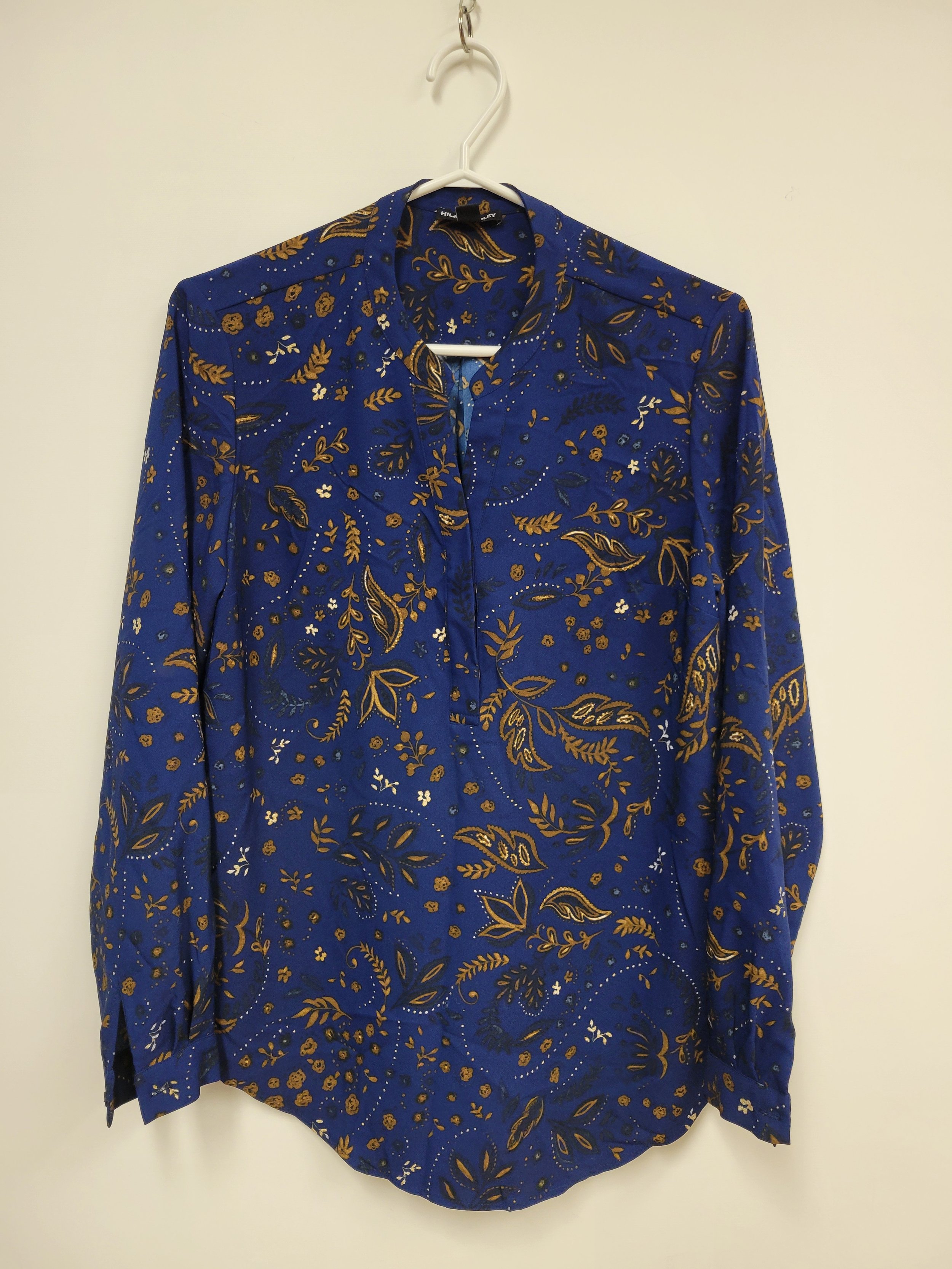 Chemise à motifs, Polyester, Bleu et brun, HILARY RADLEY, S