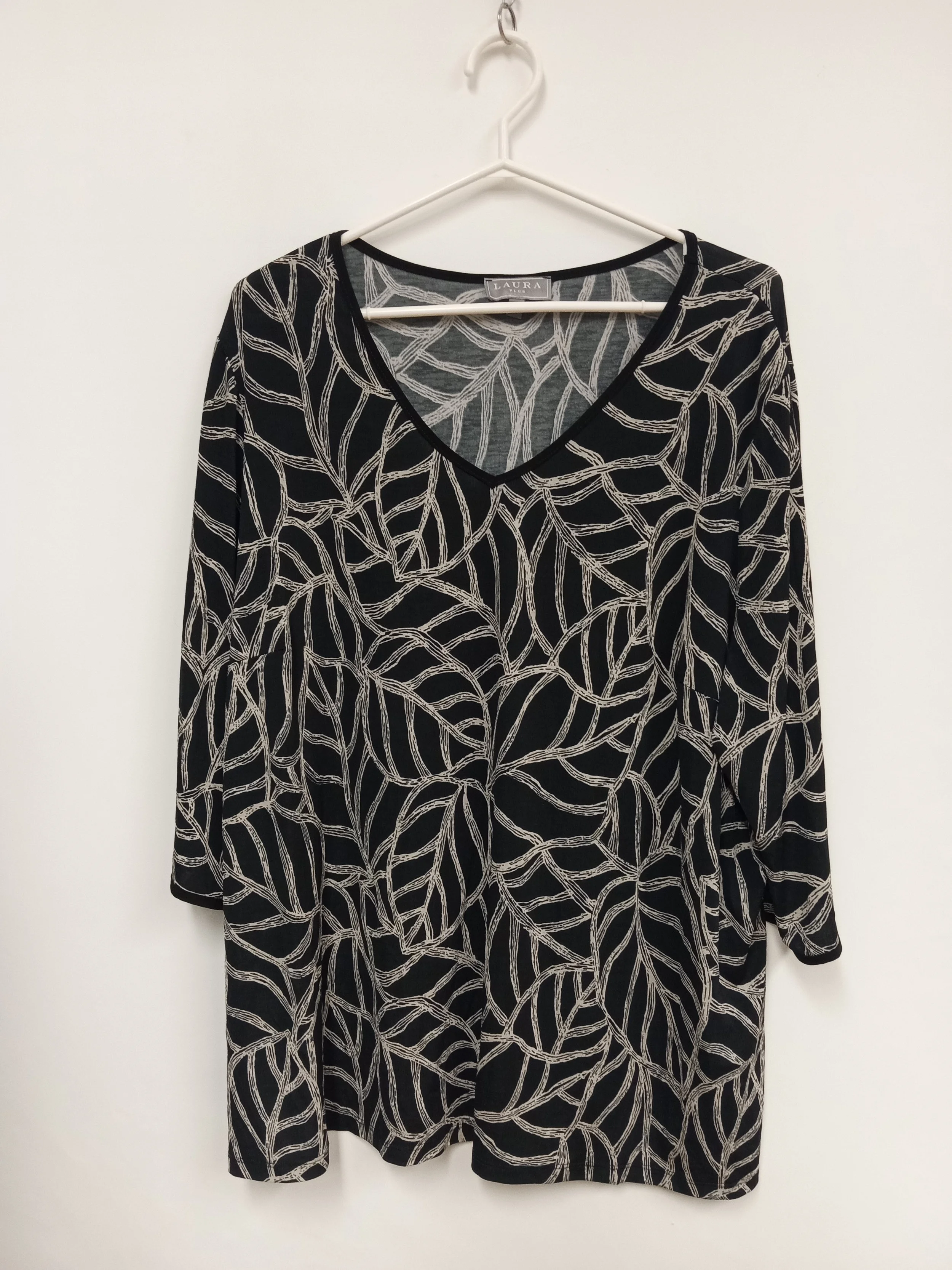 Haut manches 3/4, motif feuille, Laura Plus, XXXL