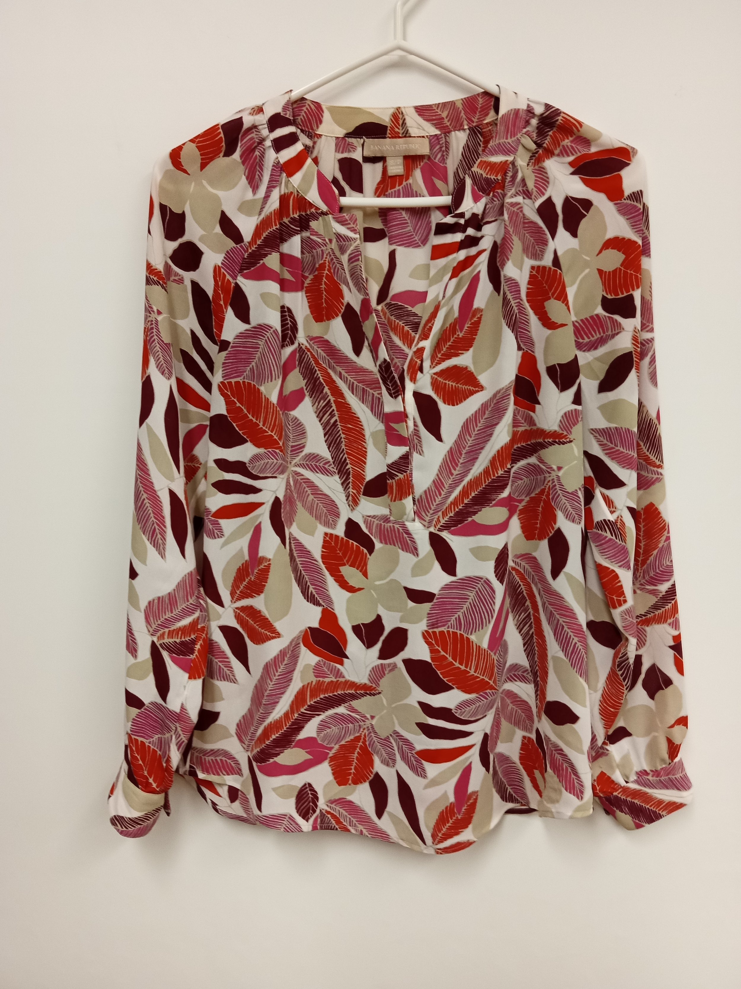 Chemisier léger à motif plantes roses, Banana Republic, S