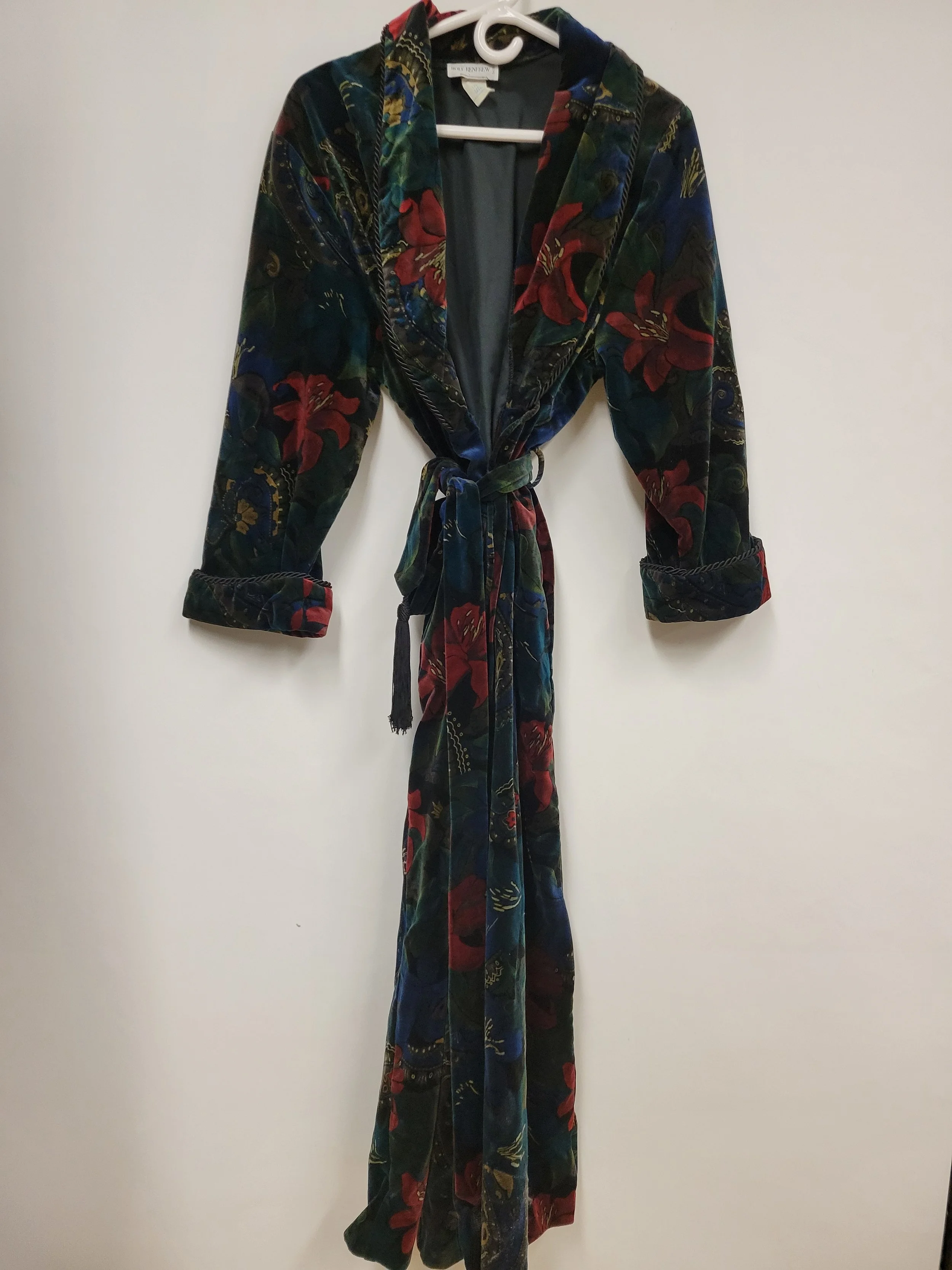 Robe de chambre en velours, motif floral sombre, Holt Renfrew, L