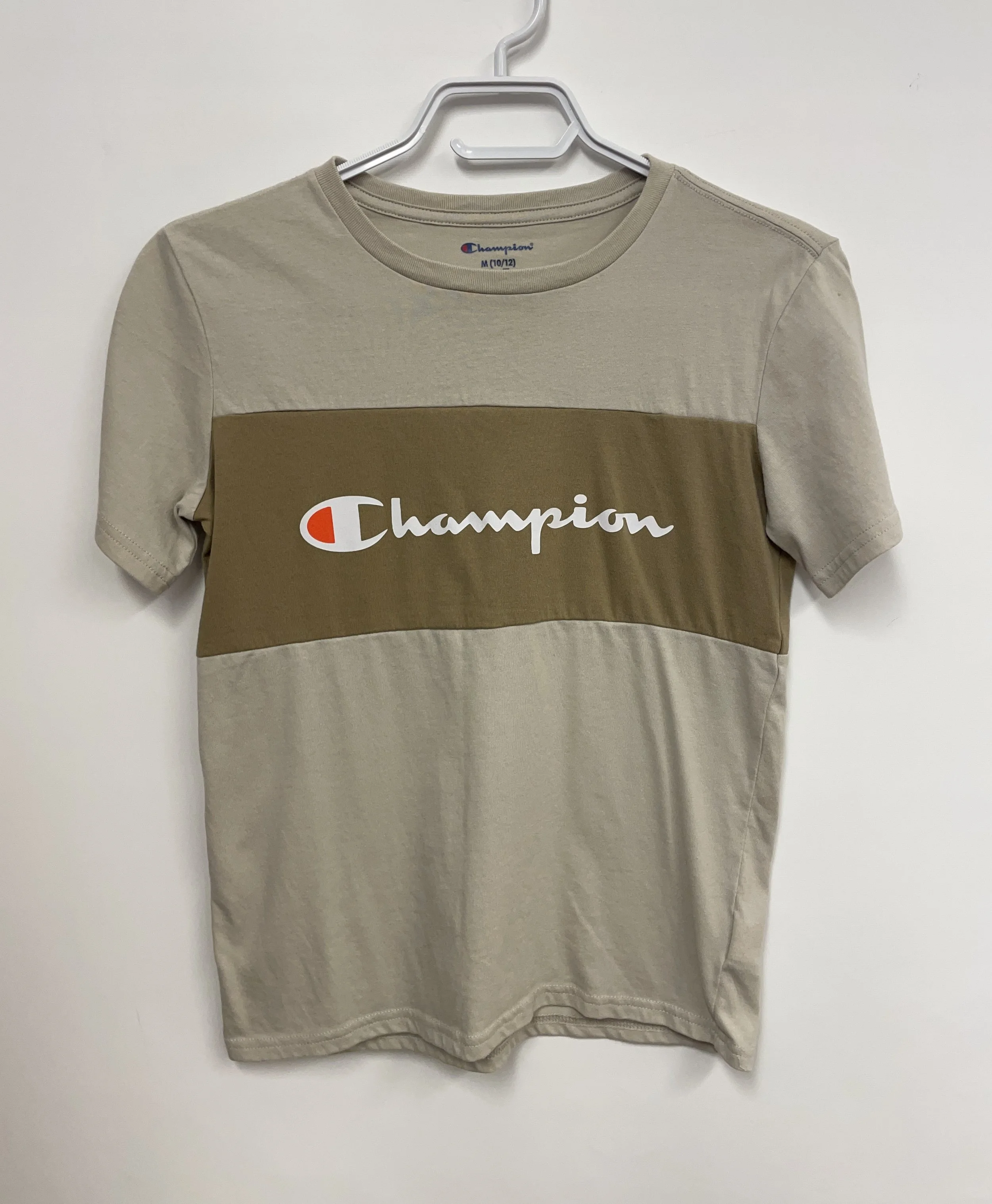 T-shirt beige, CHAMPION, cotton et polyester, taille M (10-12 ans)