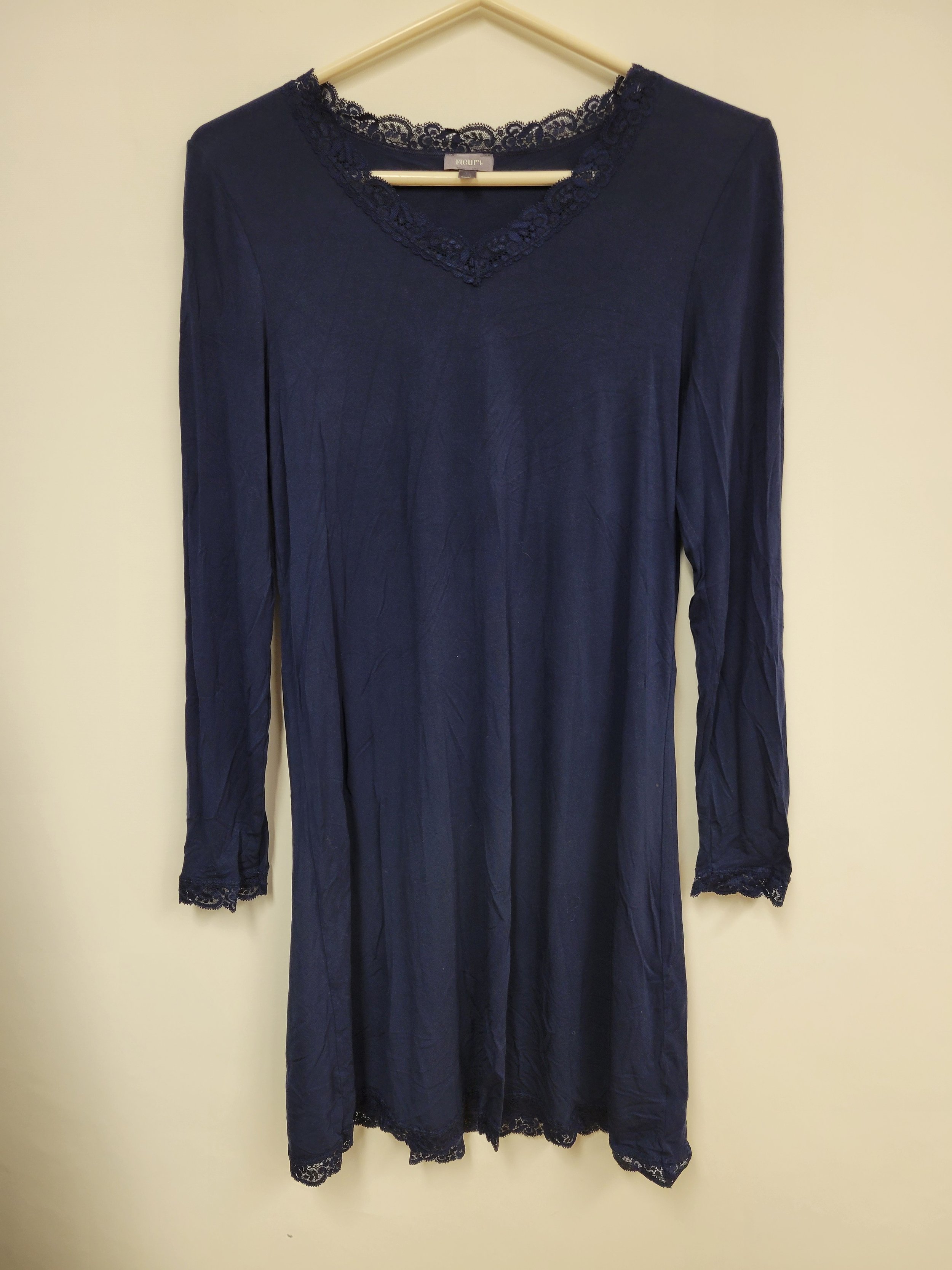 Chemise de nuit marine, Fleur, S