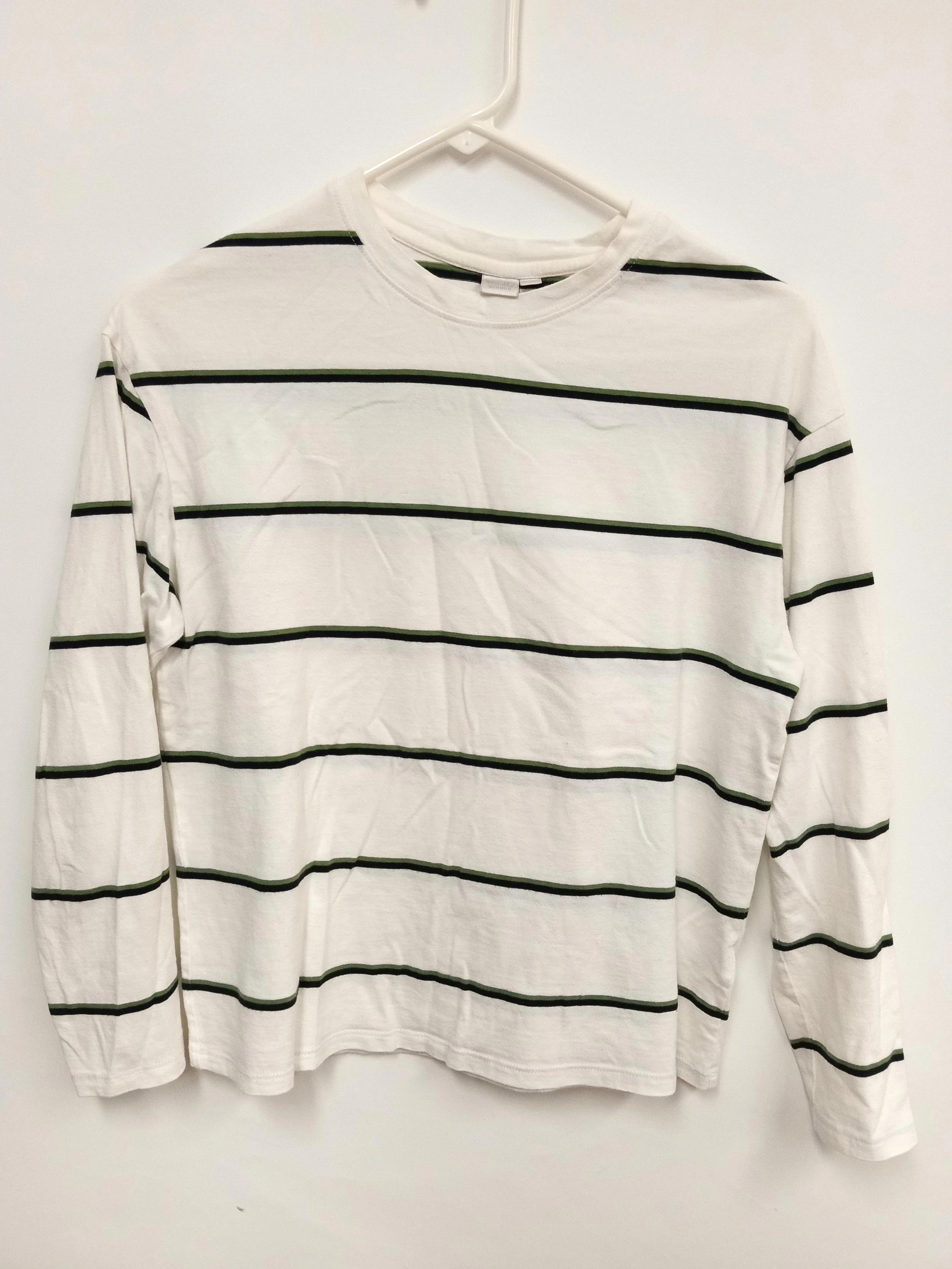 Haut blanc avec rayures vert et noir, Twik, XS