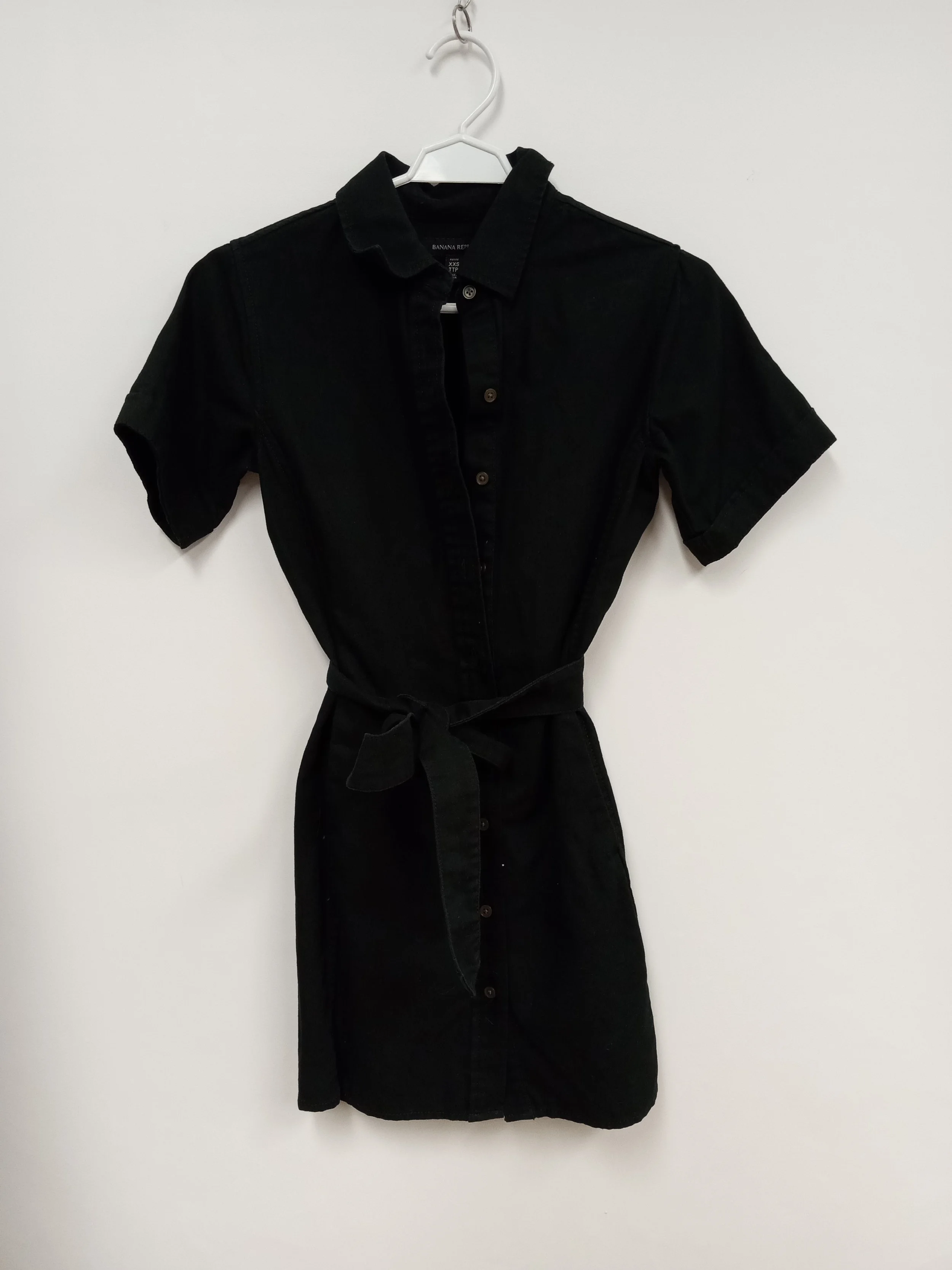 Robe manches courtes avec ceinture, jeans noir, Banana Republic, XXS