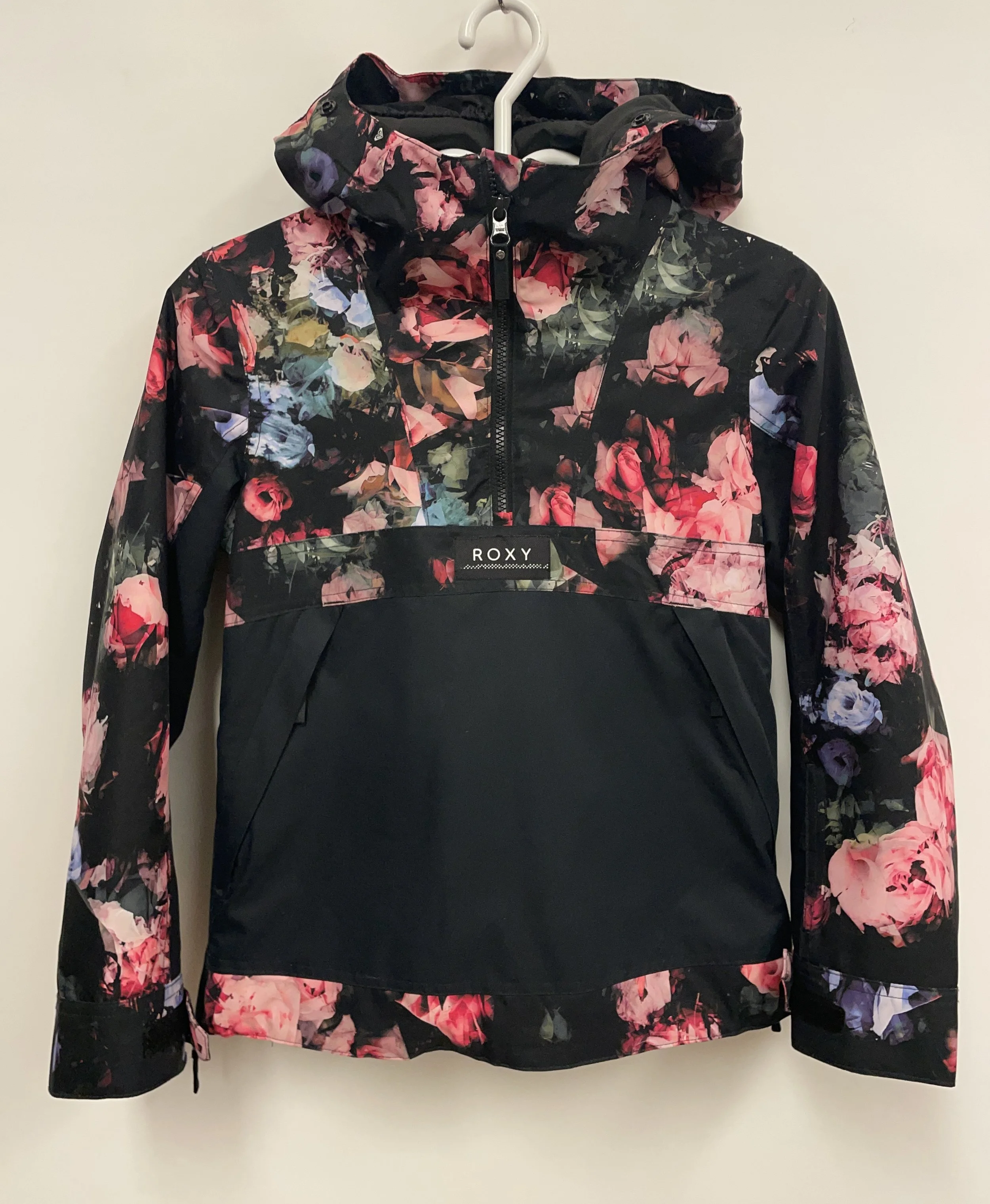 Manteau sport d'hiver avec capuchon, noir et rose, ROXY, 10 ans (M).