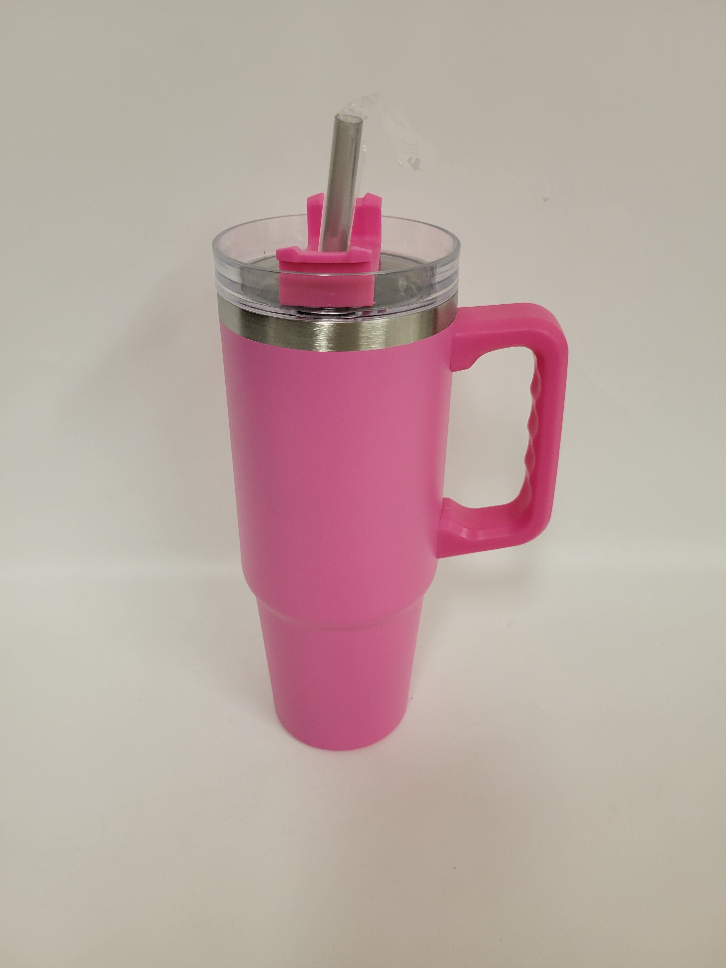 Neuf - Tasse thermos rose avec paille