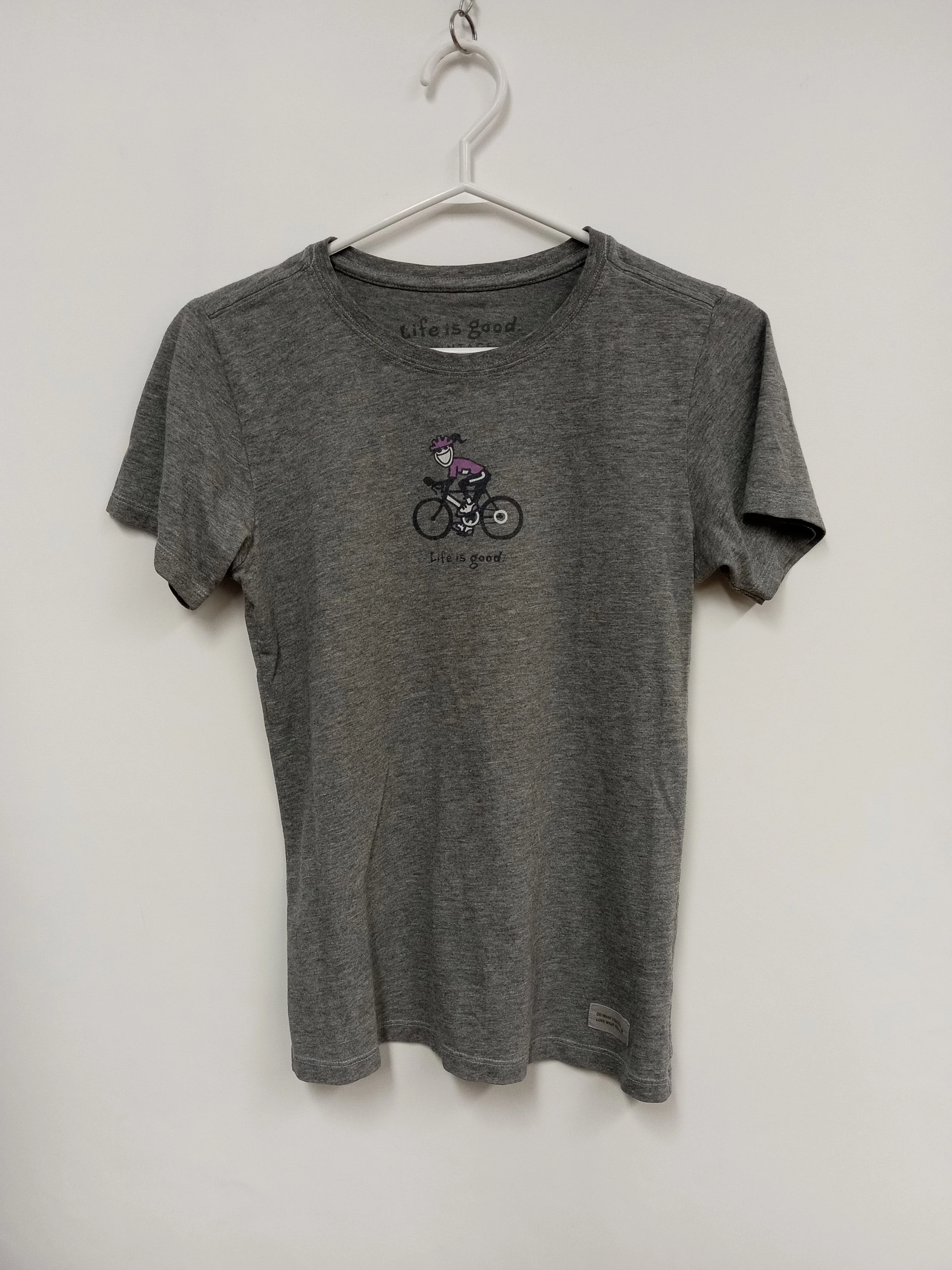 Haut sans manches, gris motif vélo, Life Is Good, XS