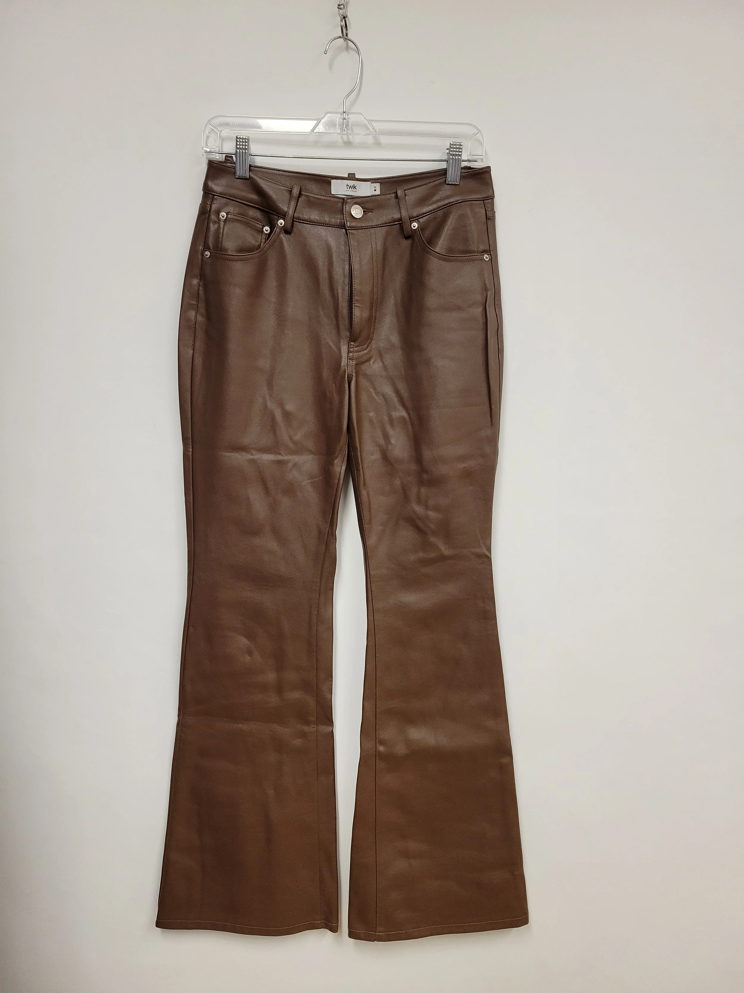 Pantalon évasé similicuir brun (fibres recyclées), TWIK, Taille 28