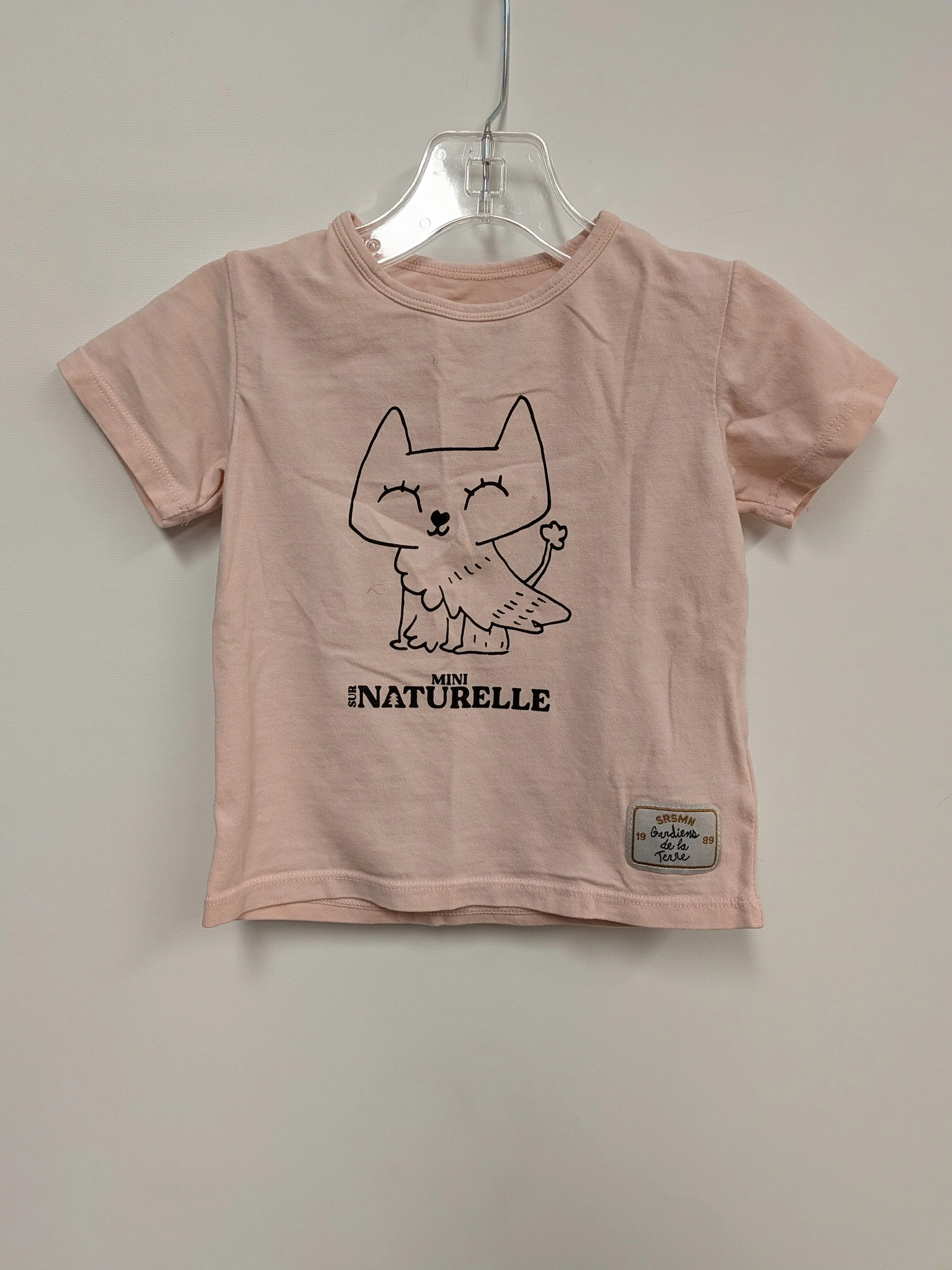 T-shirt rose pâle avec créature, Souris Mini, 9-12 mois