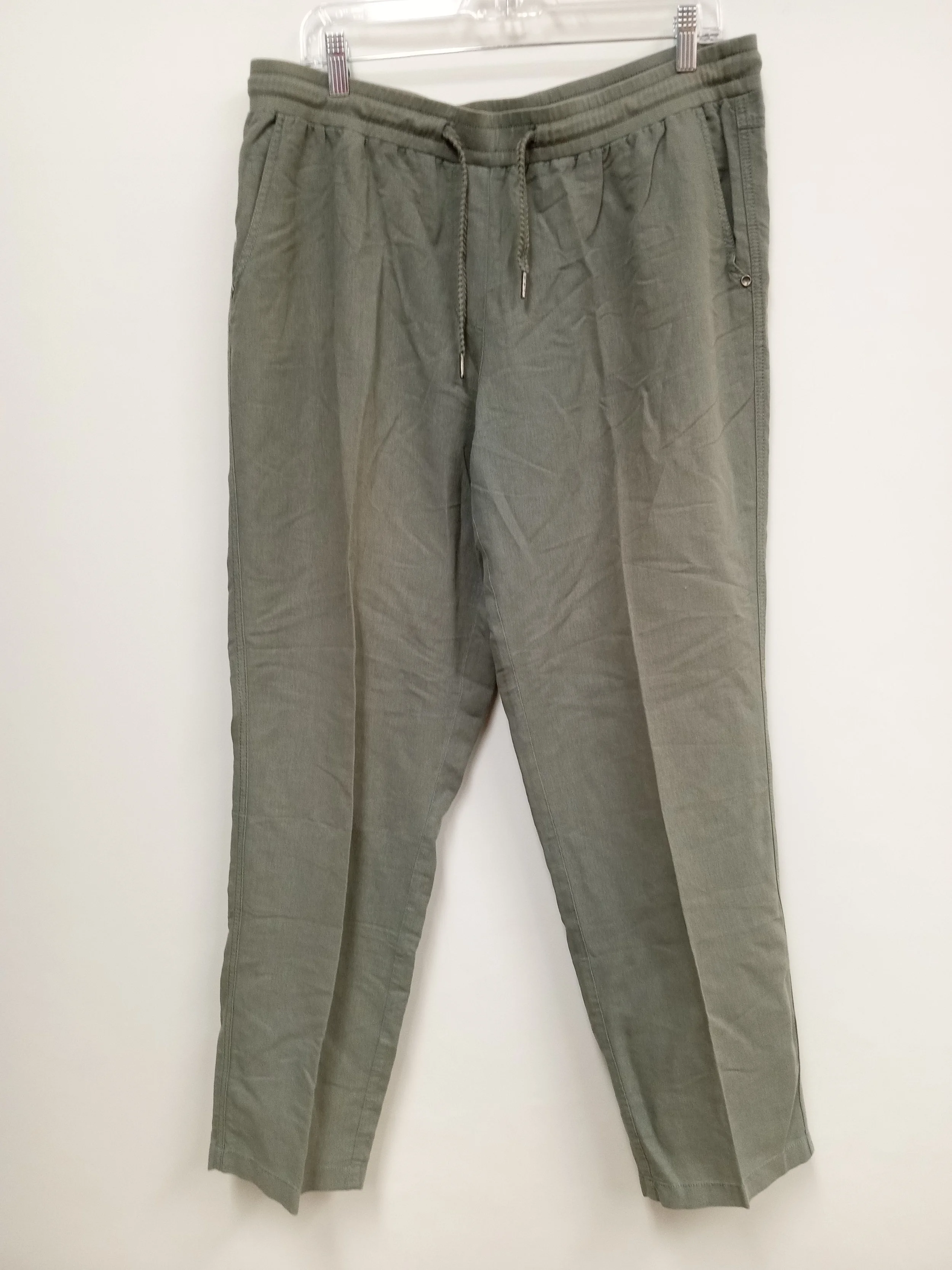 Pantalon vert militaire en mélange lin/coton, Olsen,  14 (L)