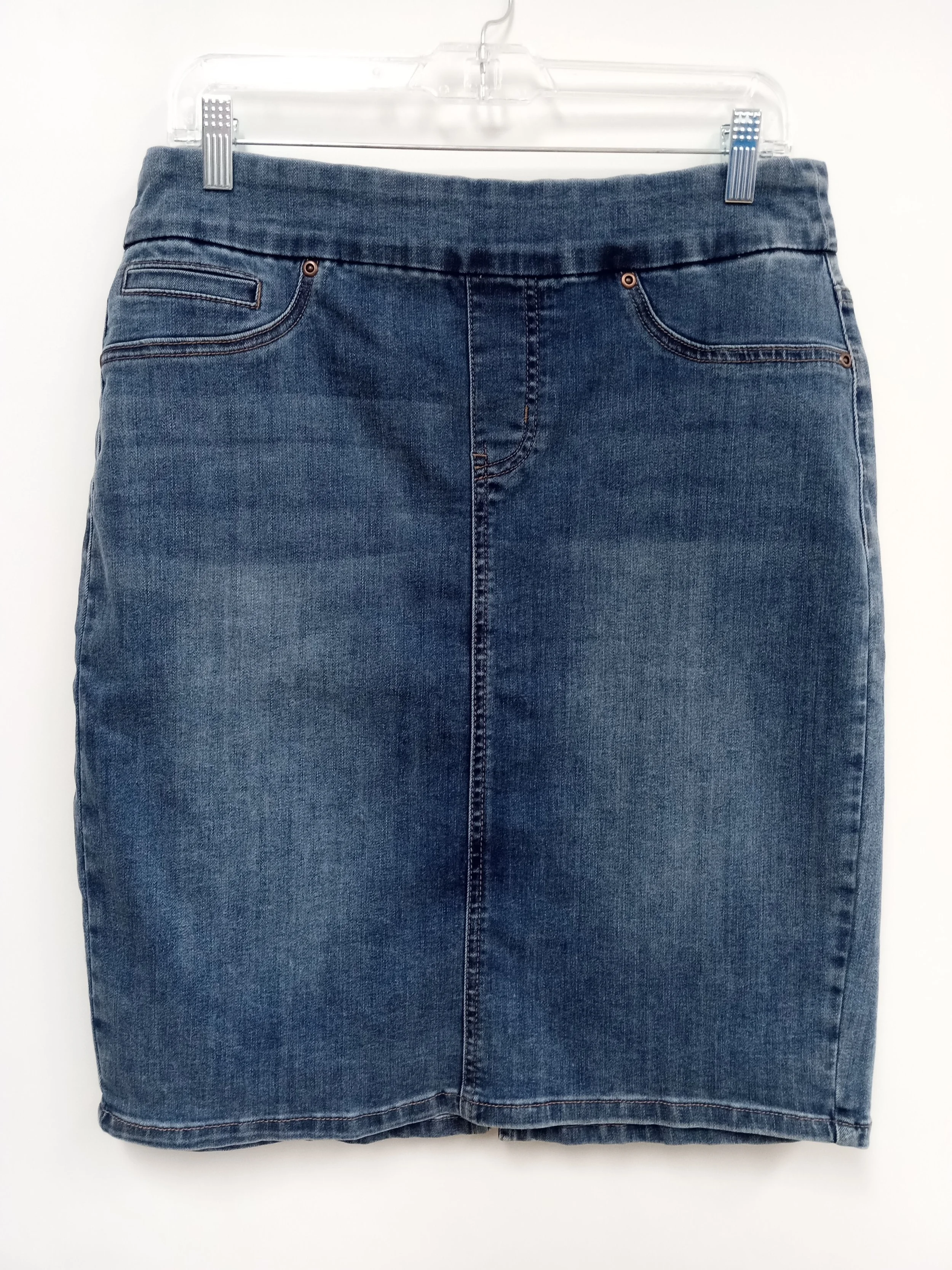 Jupe mi-longue en jean stretch, taille élastiquée, CONTEMPORAINE, taille 10