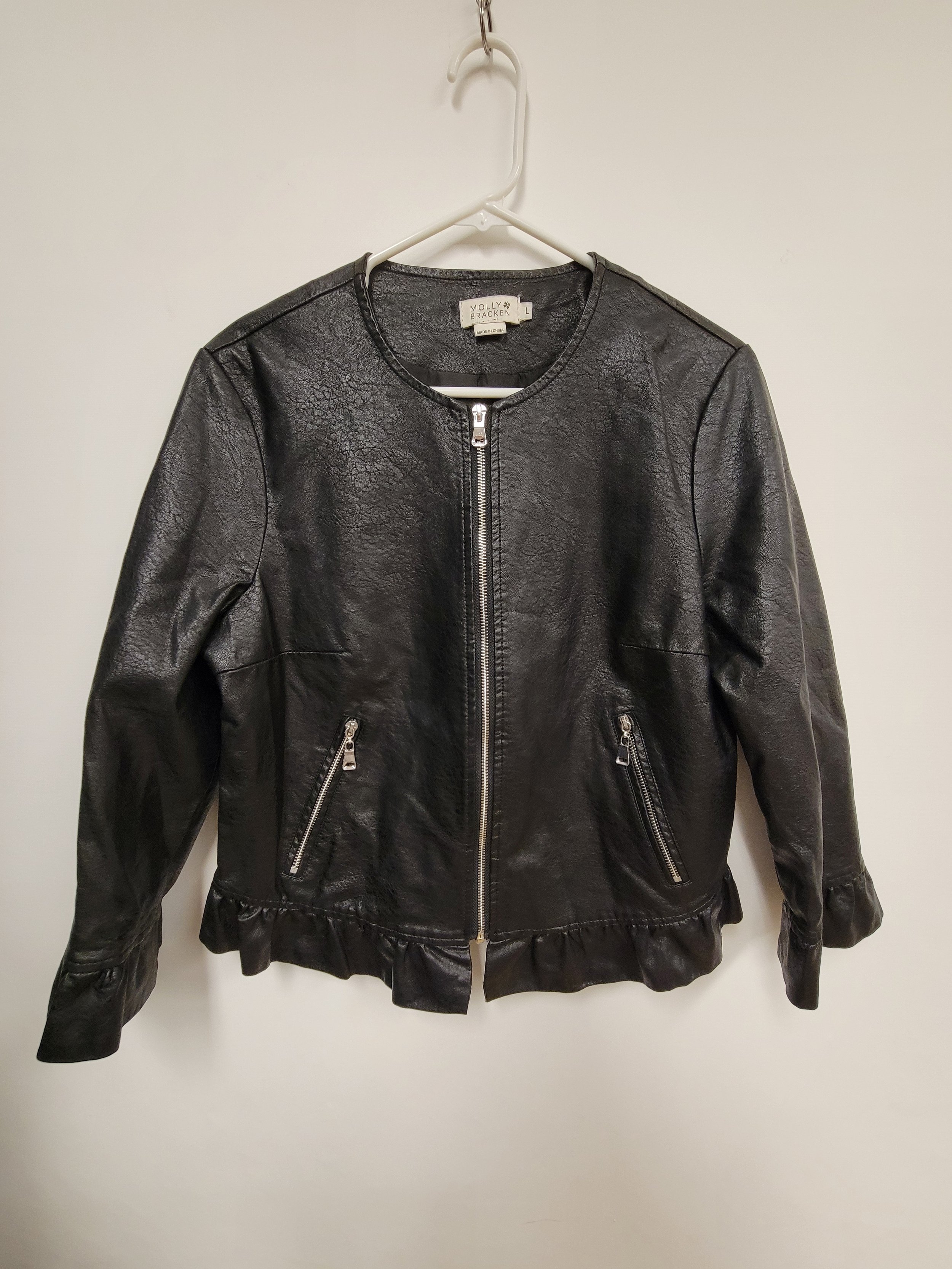 Veston/manteau léger, similicuir, noir, Molly Bracken, L