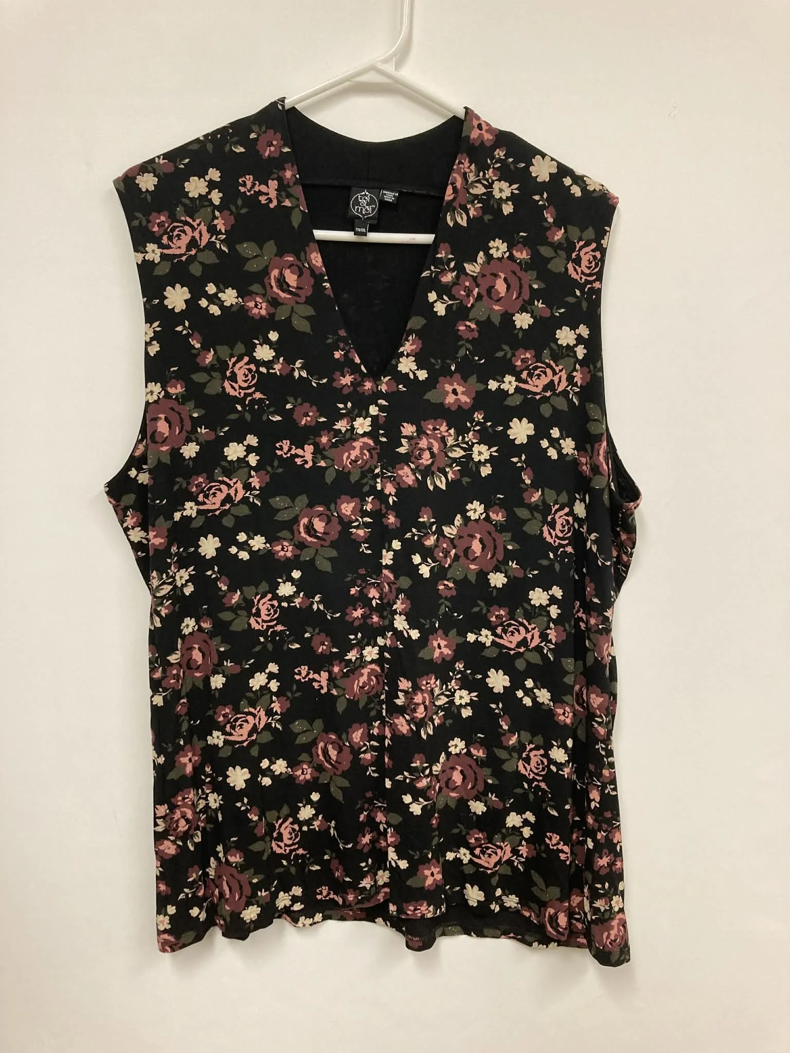 haut sans manche noir fleuri, toi et moi, XXL