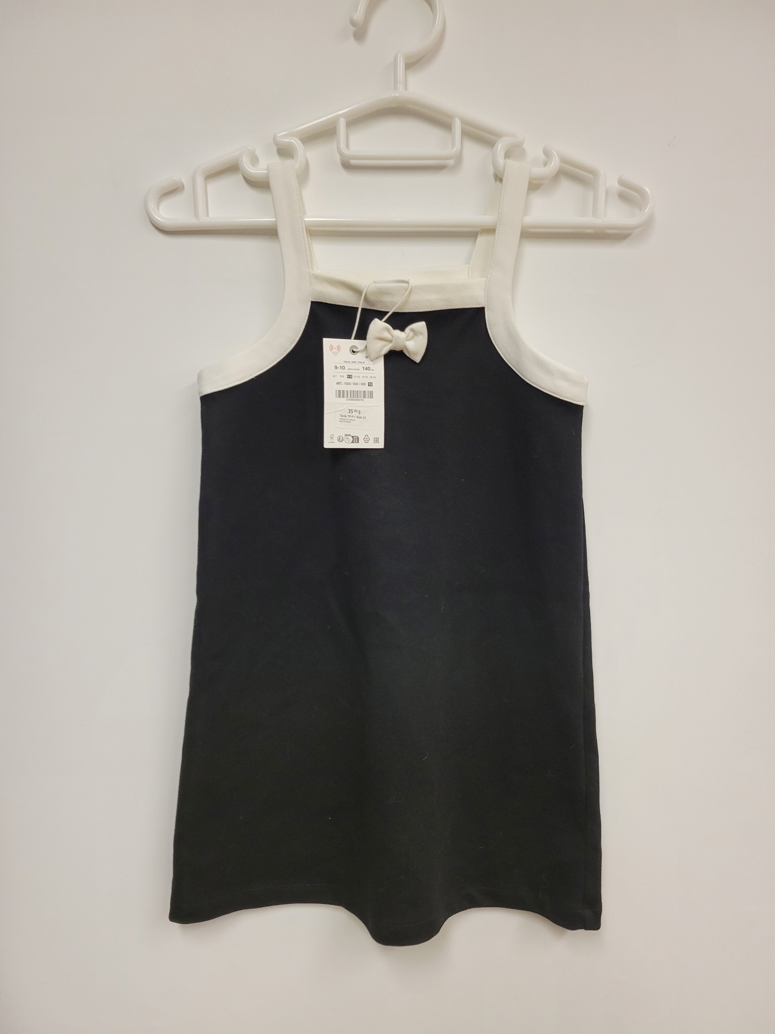 NEUF - Camisole noire avec boucle blanche, Zara, 9-10 ans