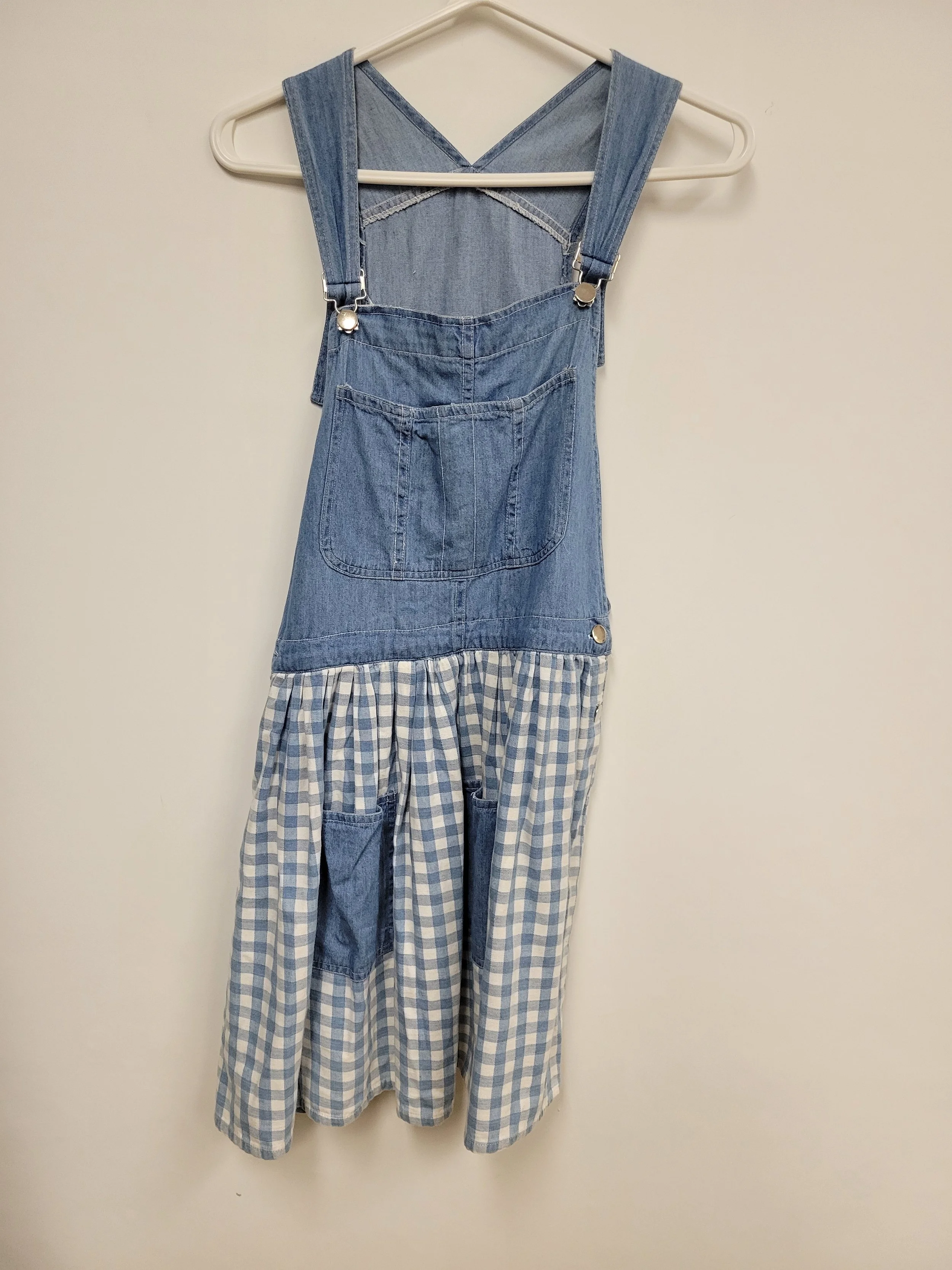 Robe en jean et tissu carreaux blanc et bleu, 100% coton, NEVADA Jeanswear 2dye4, M