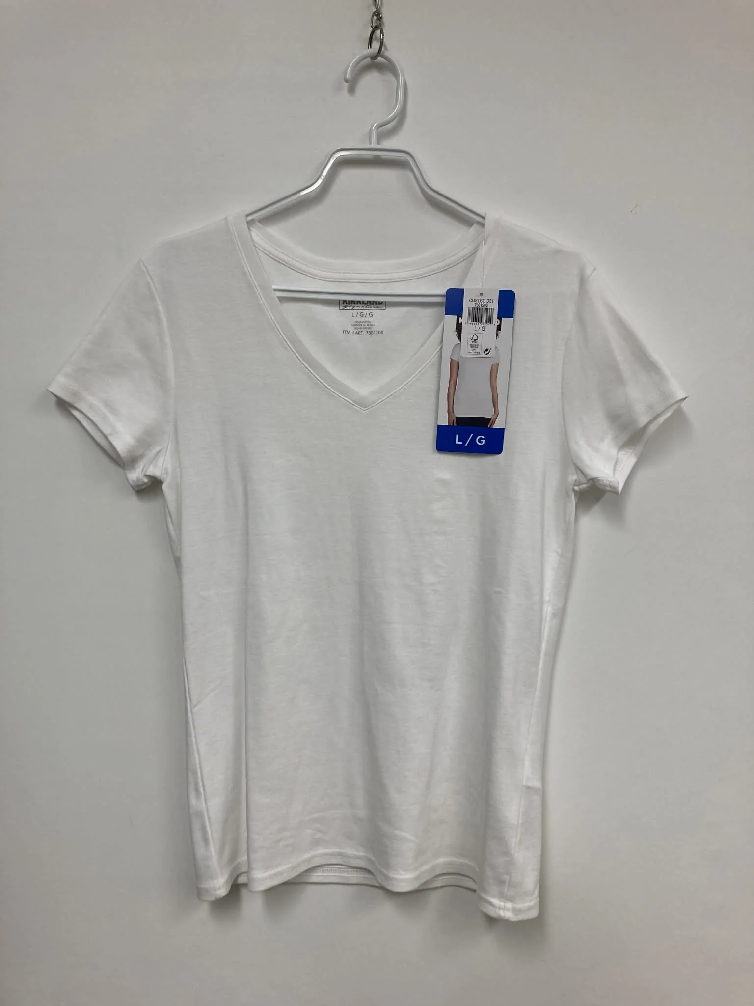 NEUF - t-shirt blanc, coton, Kirkland, L