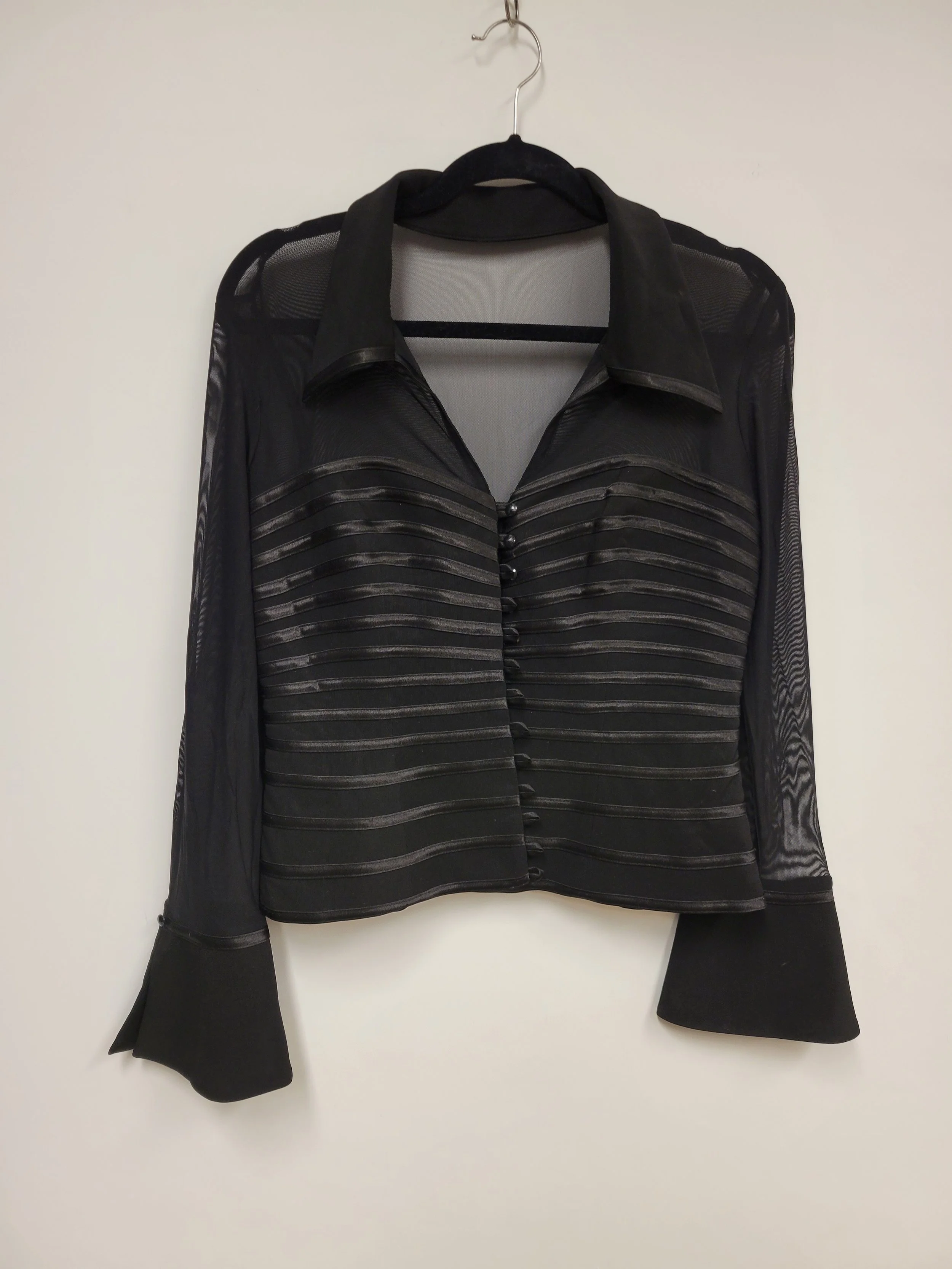 Chemisier noir ligné en transparence, Melanie Lyne, S