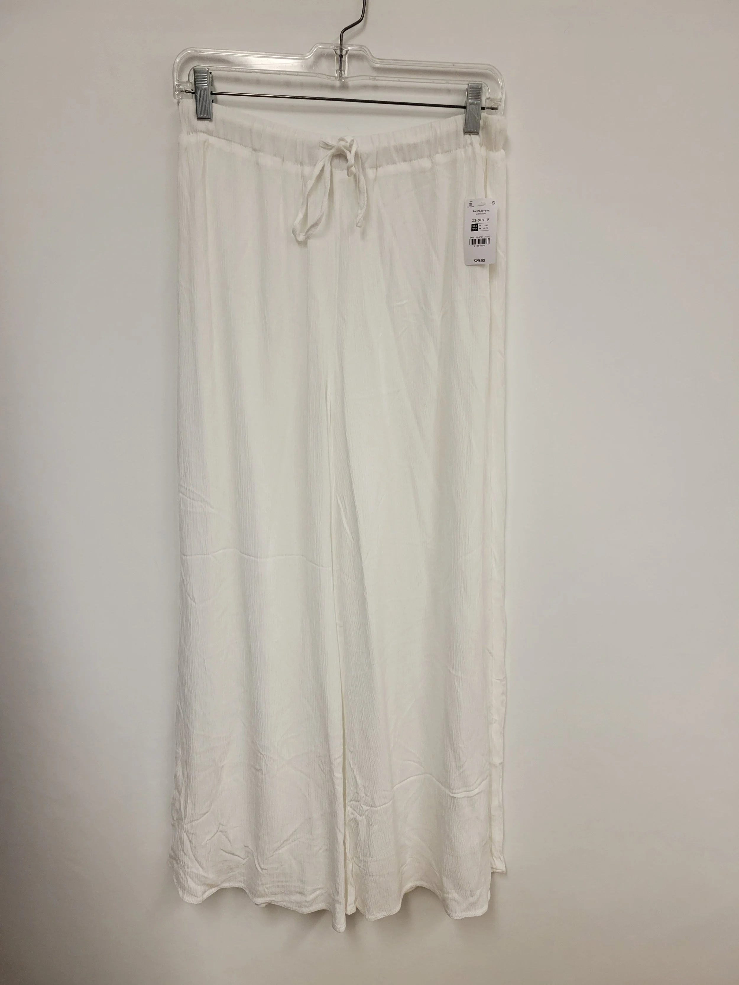 NEUF - Pantalon ample blanc, tissu crêpe léger, Ardène, XS-S