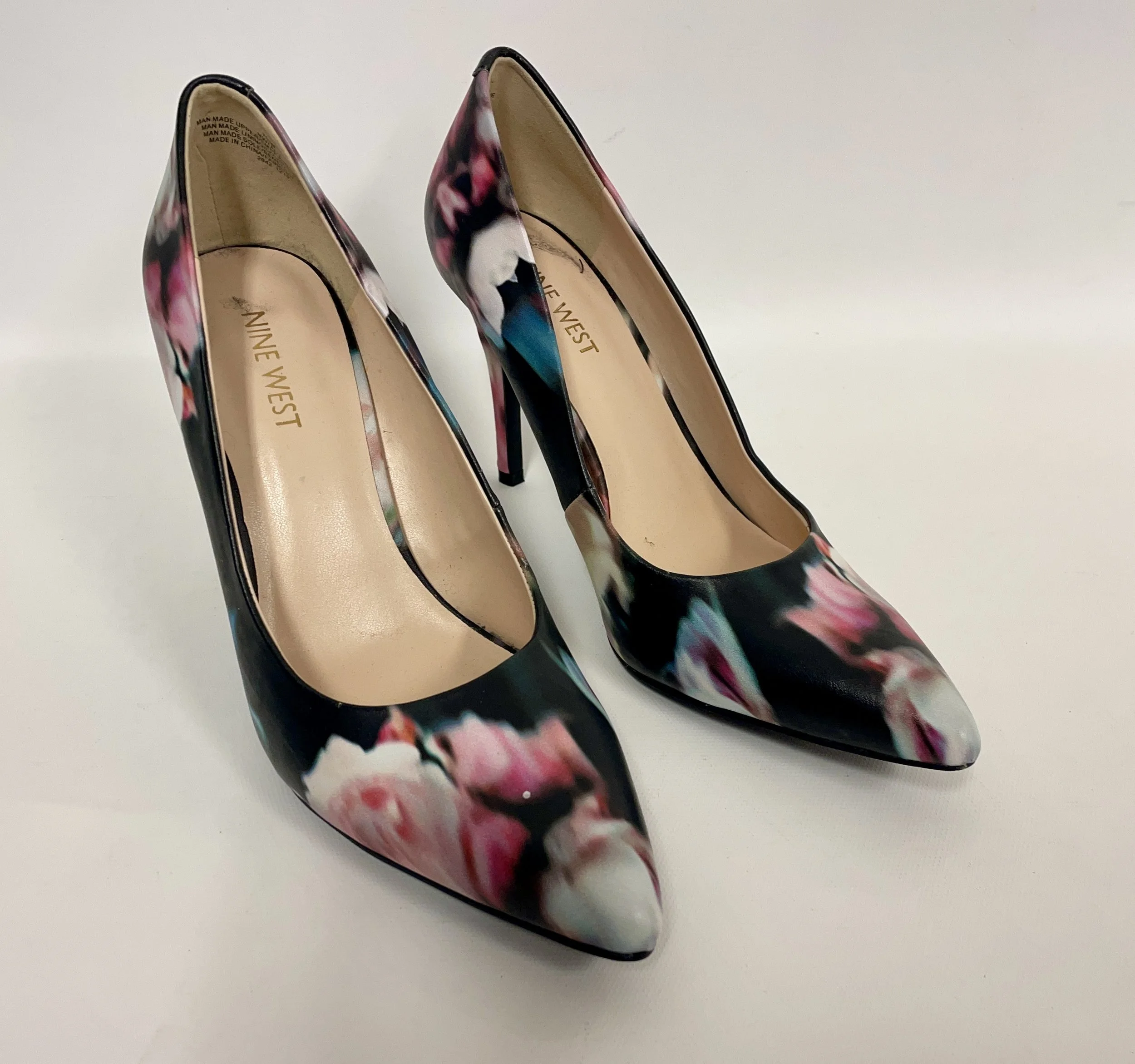 Chaussures à talons (4 po), noires et roses, NINE WEST, 7 1/2.