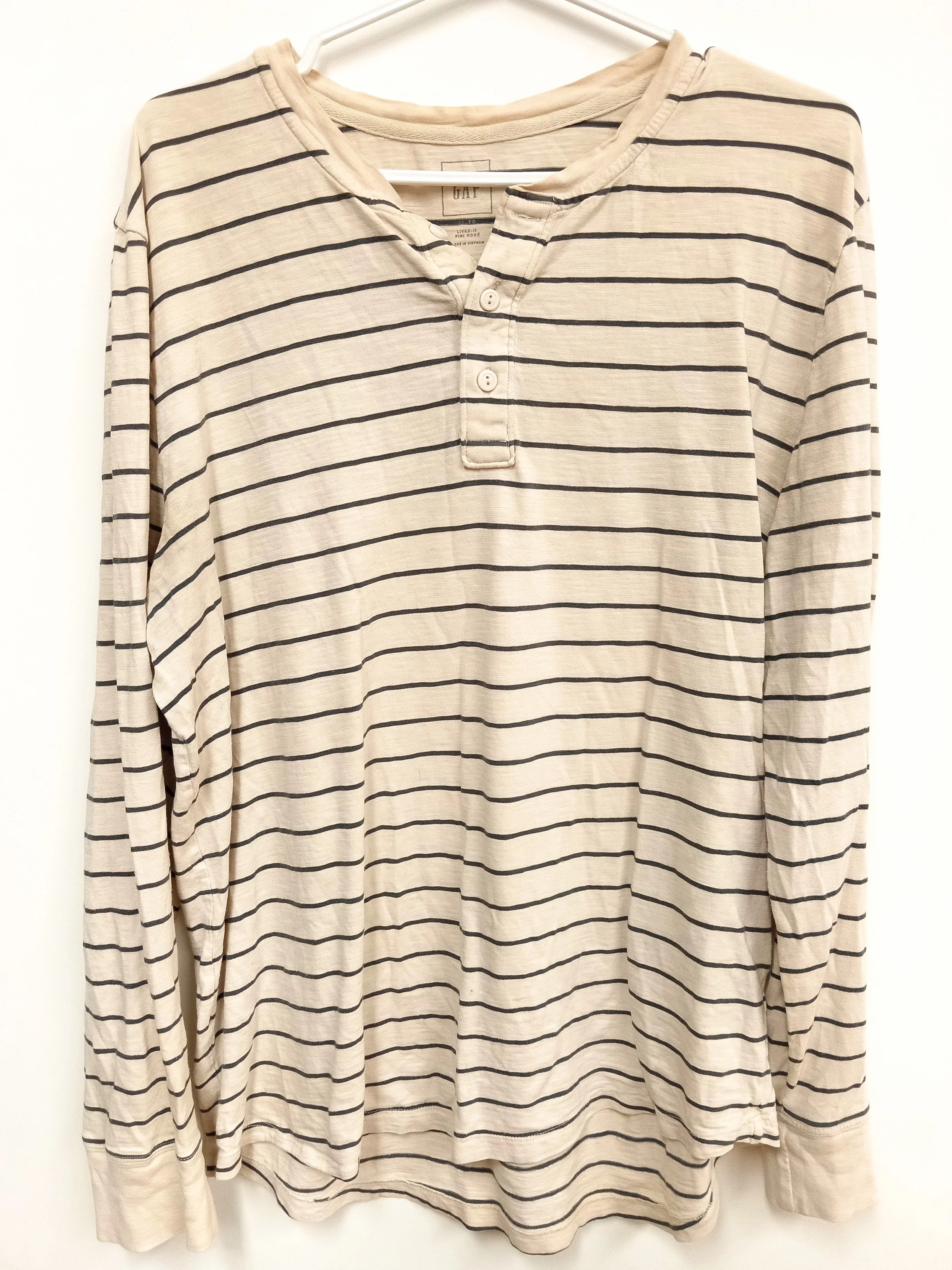 Haut crème avec rayures grises en 100% coton, GAP, XL