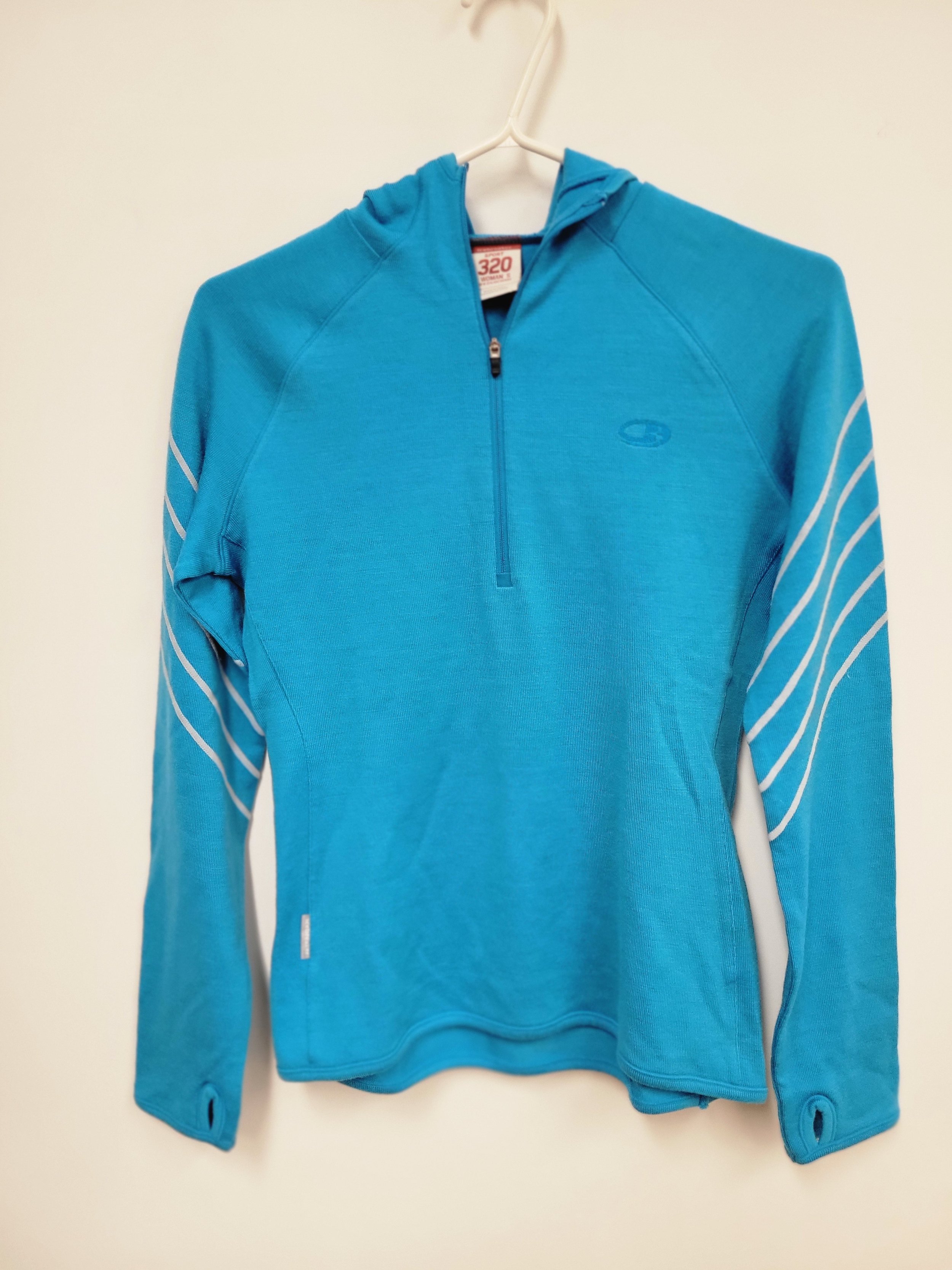 Chandail à capuchon en laine mérinos (100%), Bleu clair, ICEBREAKER Sport 320, S