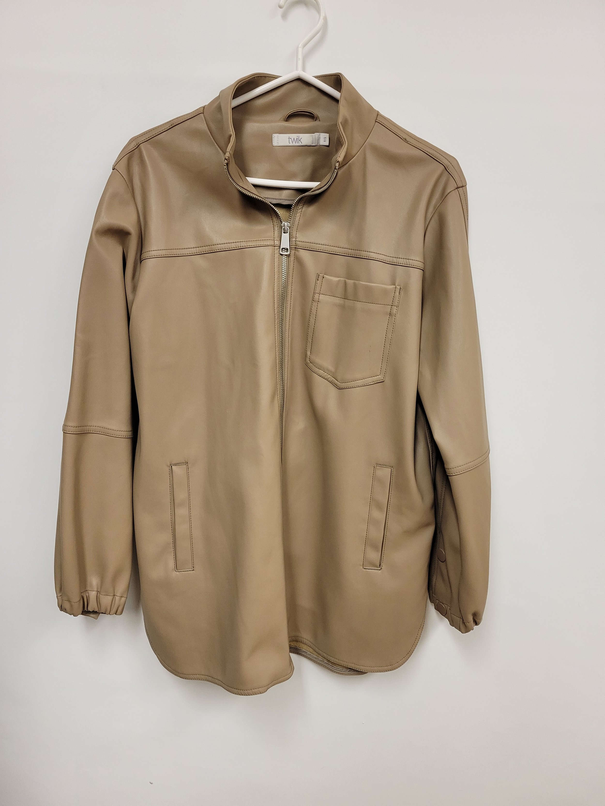 Veste en similicuir beige, Twik, S (fait grand)