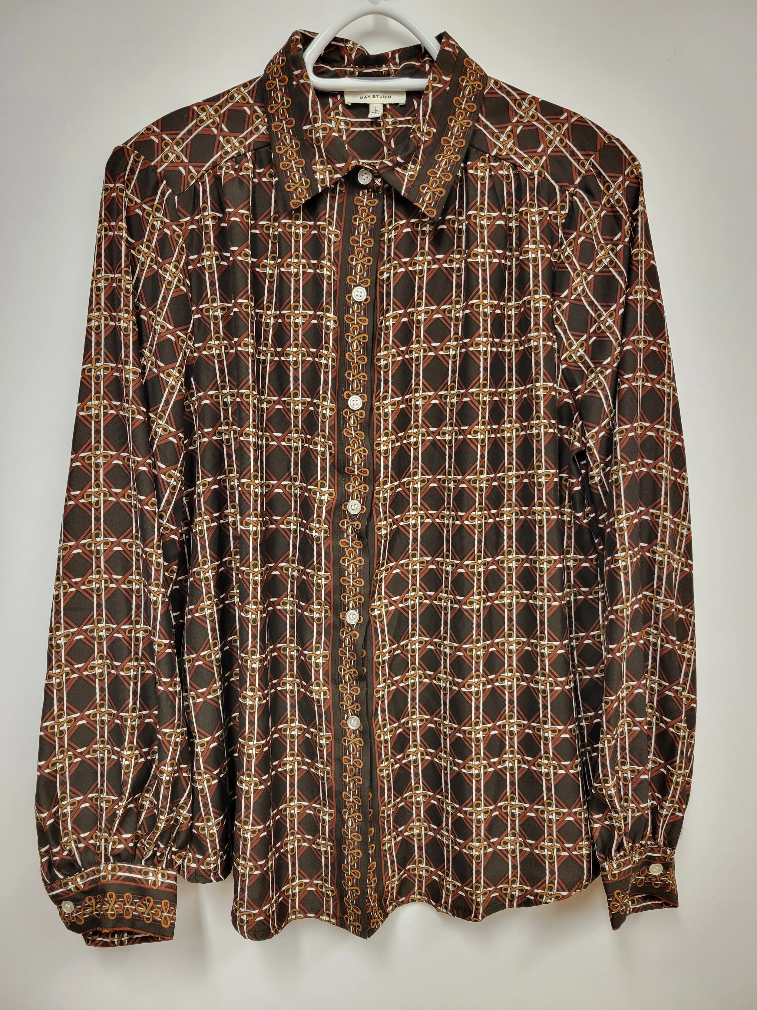 Chemise en polyester, Camel et marron, Max Studio, L