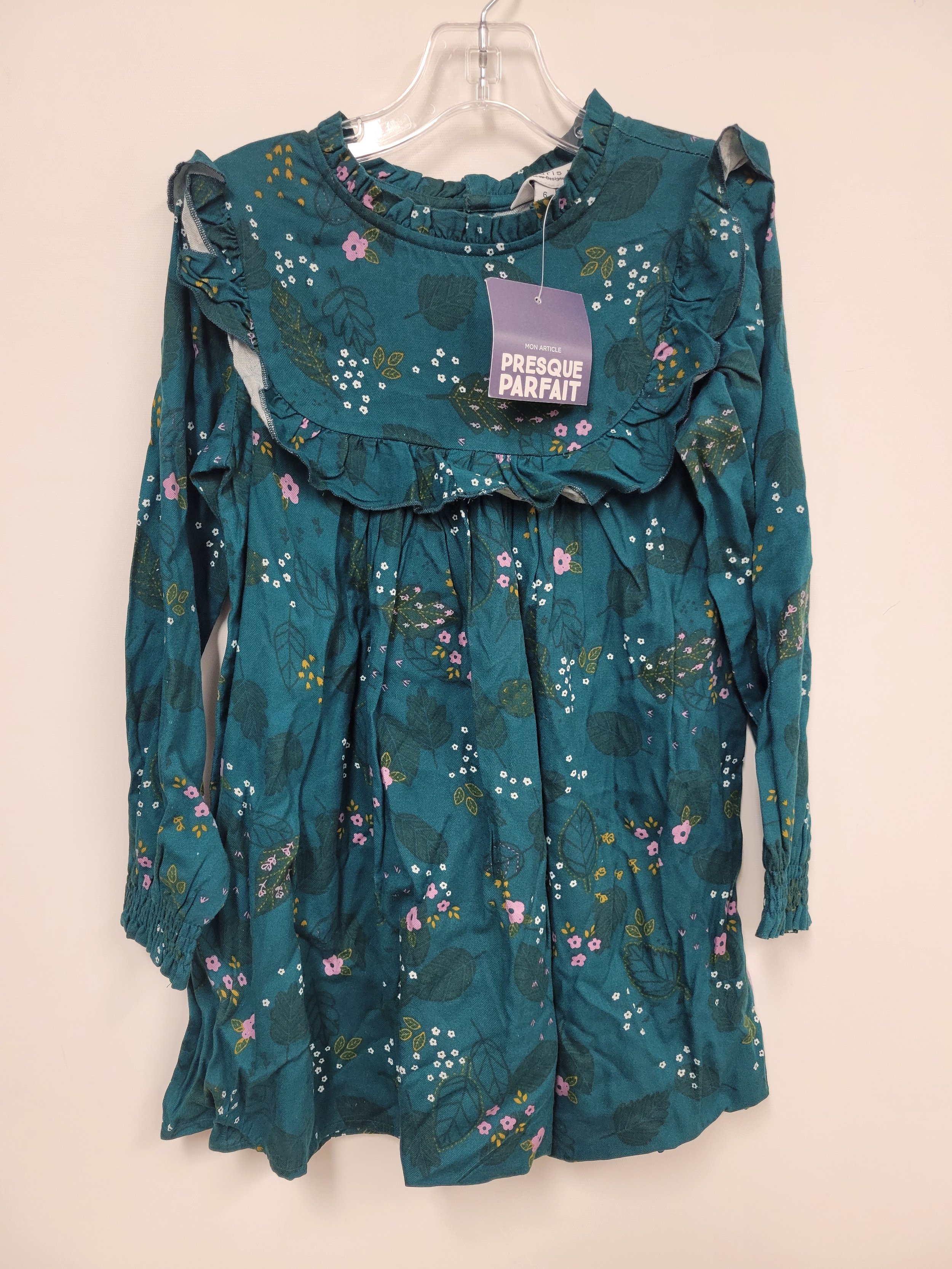 Robe verte /motif floral, Souris Mini, 6