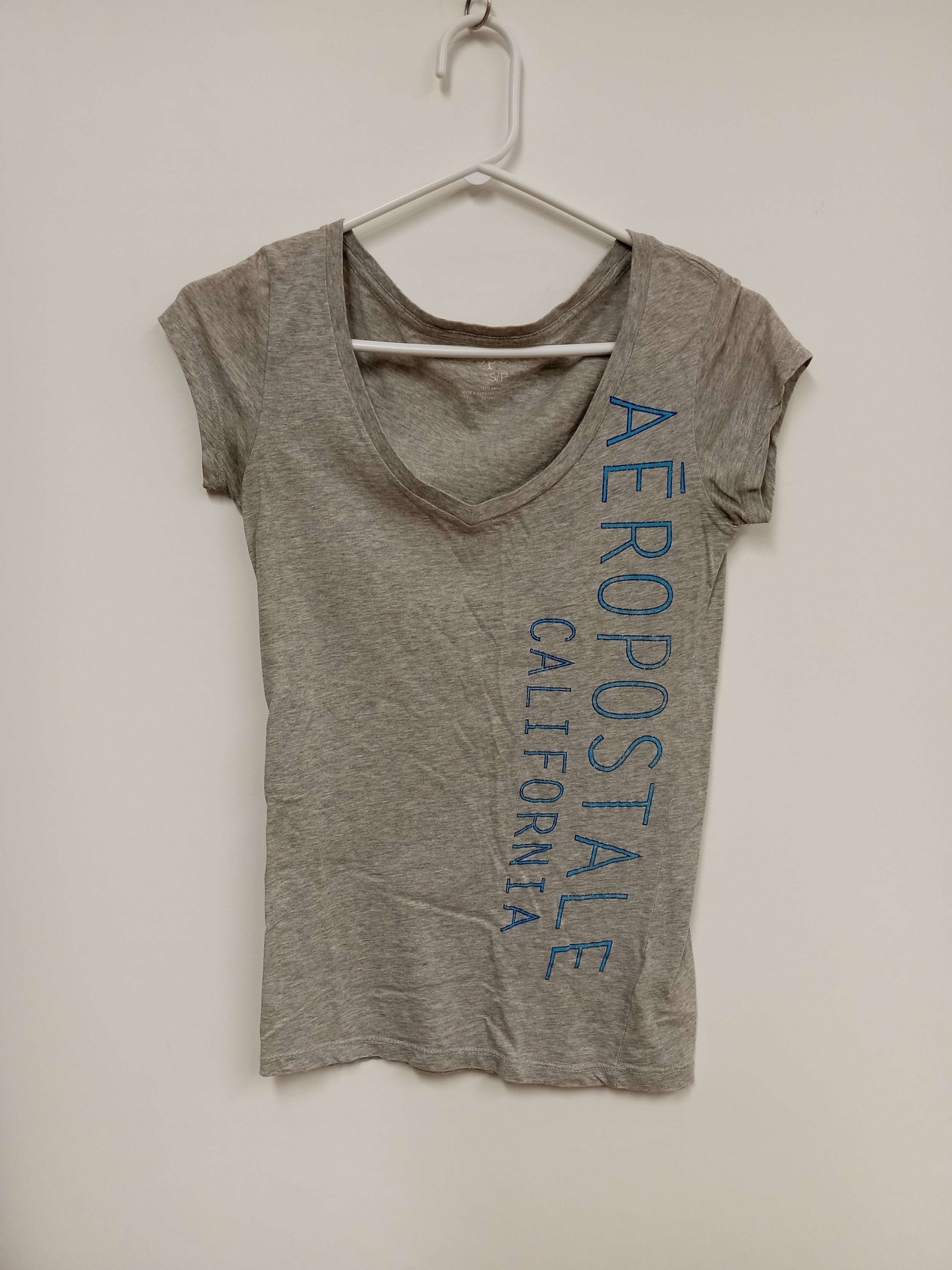 Tshirt gris, graphique bleu, Aeropostale, S