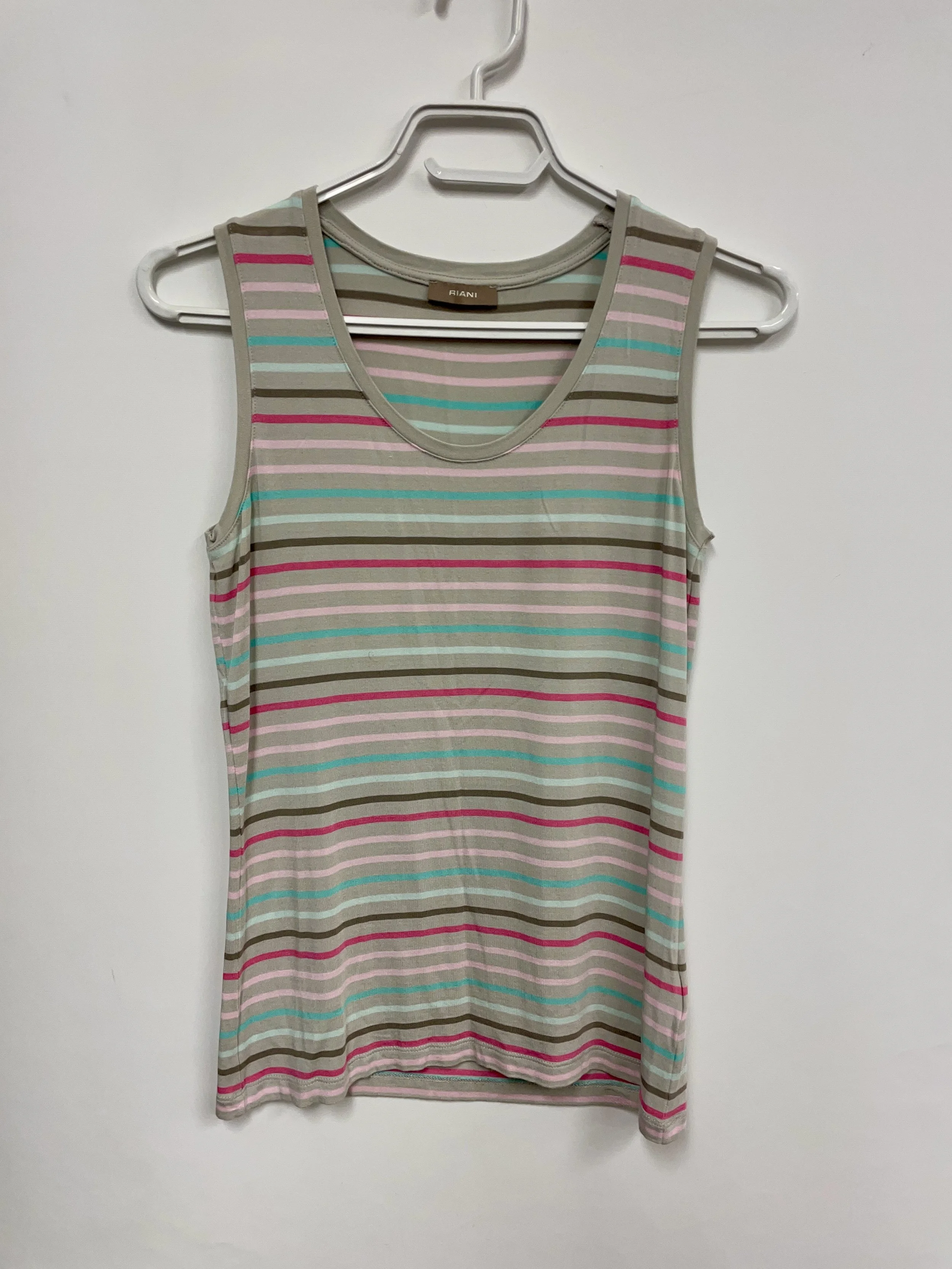 Camisole rayée beige et rose, RIANI, en viscose, taille 6.