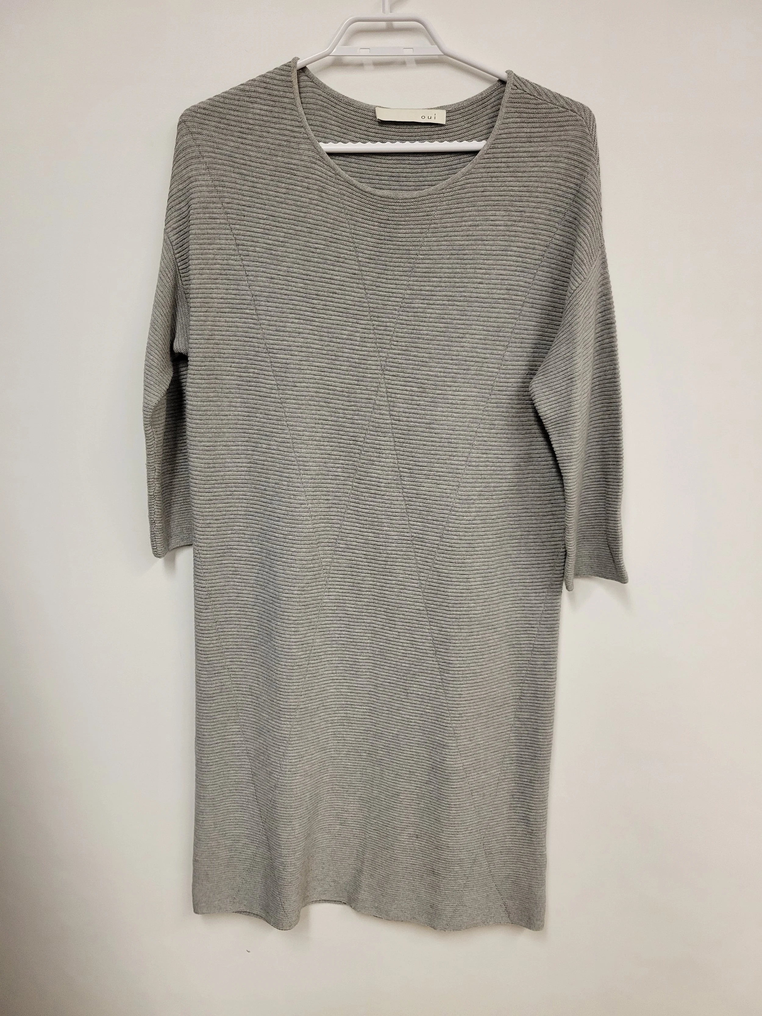 Robe longue en tricot gris, viscose, coton et soie, Oui, taille 6