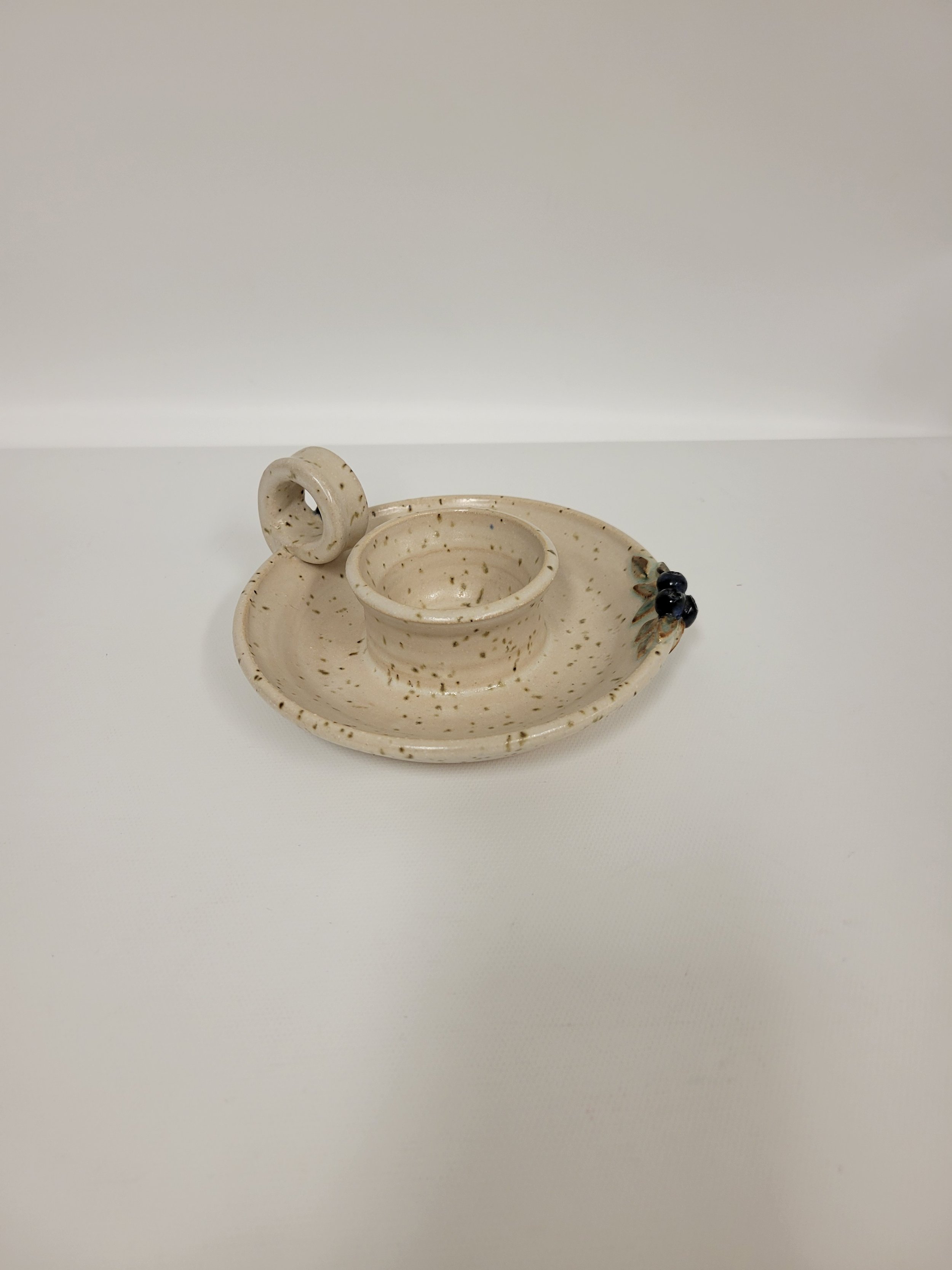 Bougeoir en céramique avec bleuets