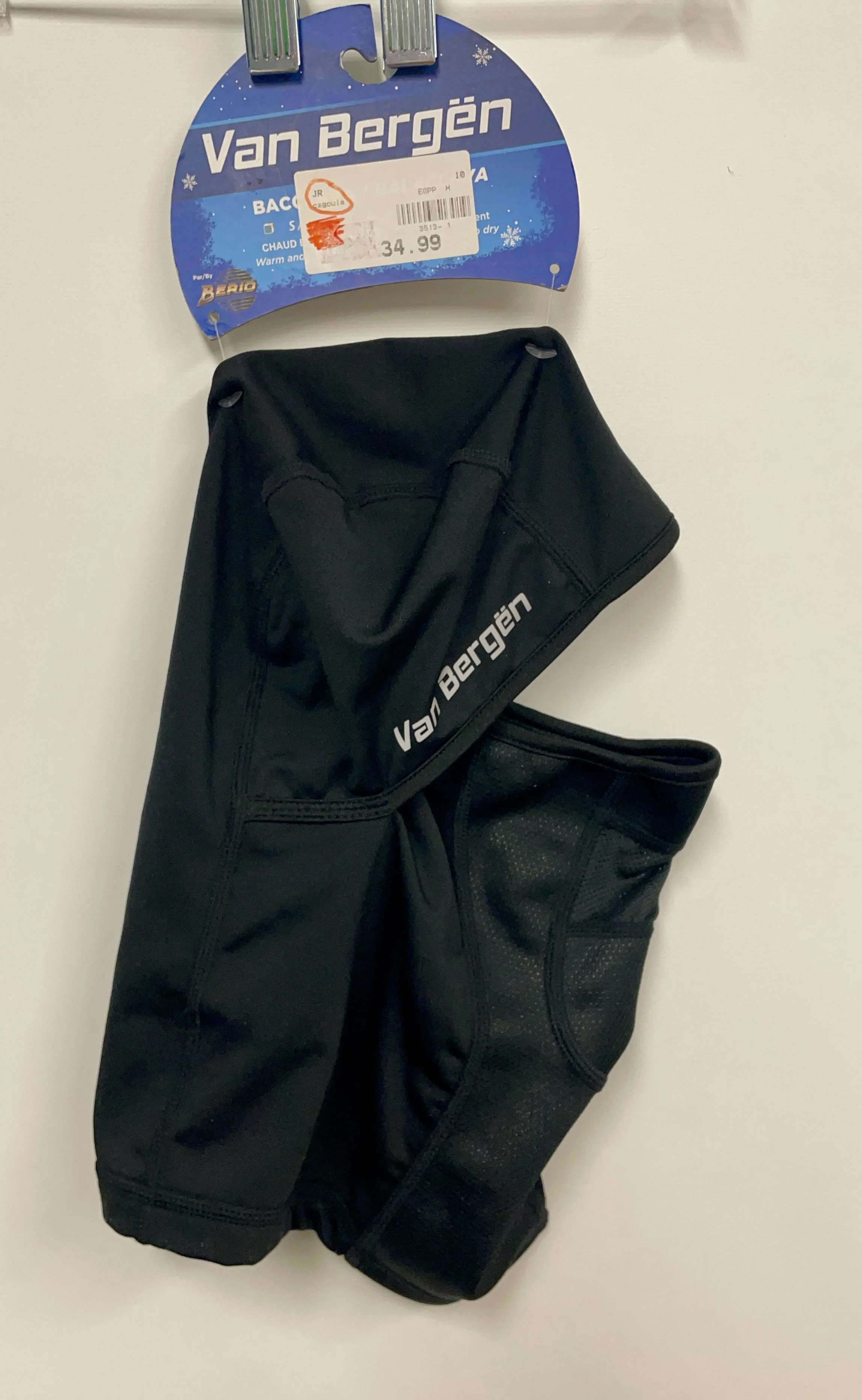 NEUF, cagoule noire, VAN BERGËN, valeur de 35$,  taille junior.