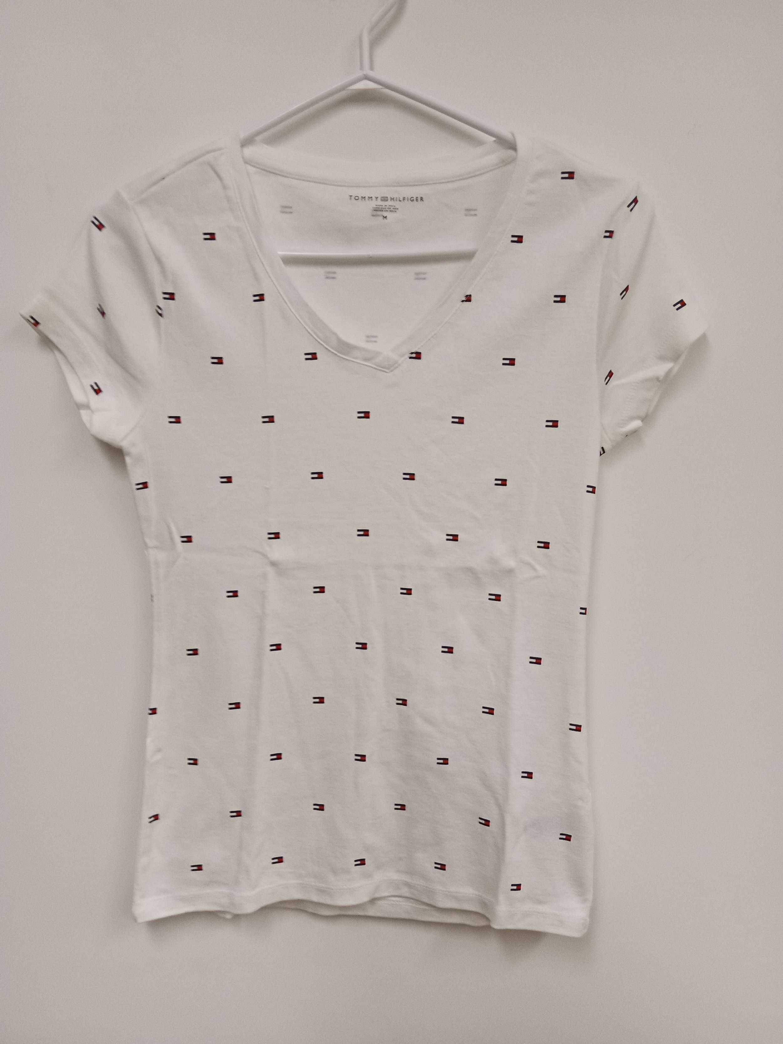 Tshirt blanc avec motifs, Tommy Hilfiger, M