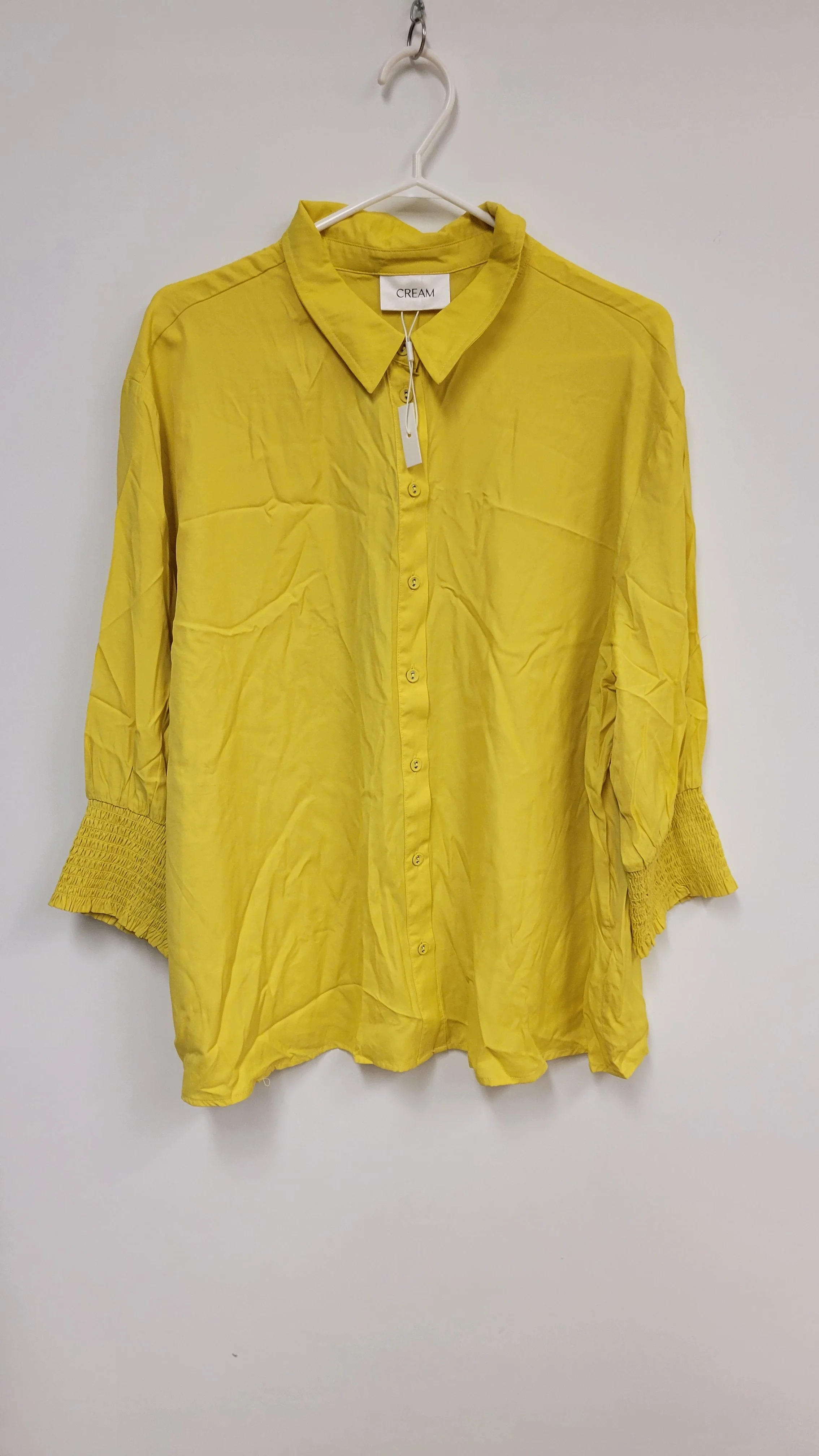 NEUF - Chemise manches longues 3/4 à élastiques, jaune vif, CREAM, taille 46