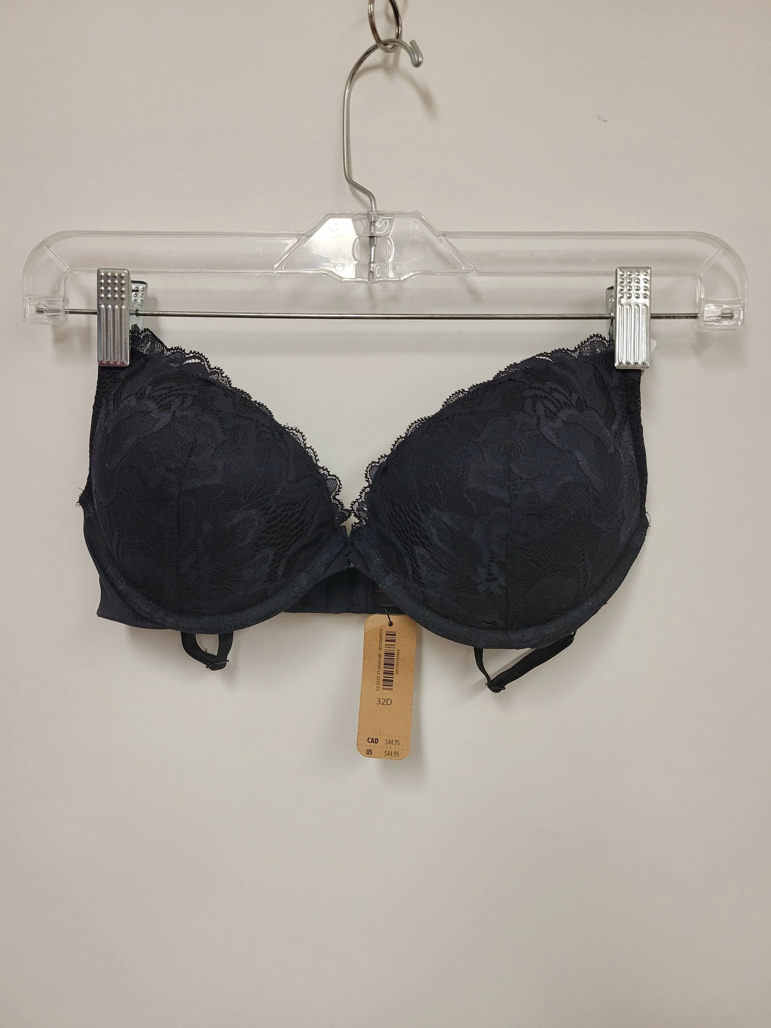 NEUF - Soutien-gorge noir en dentelle, légèrement rembourré, La Senza, 32D (valeur de 44.95)