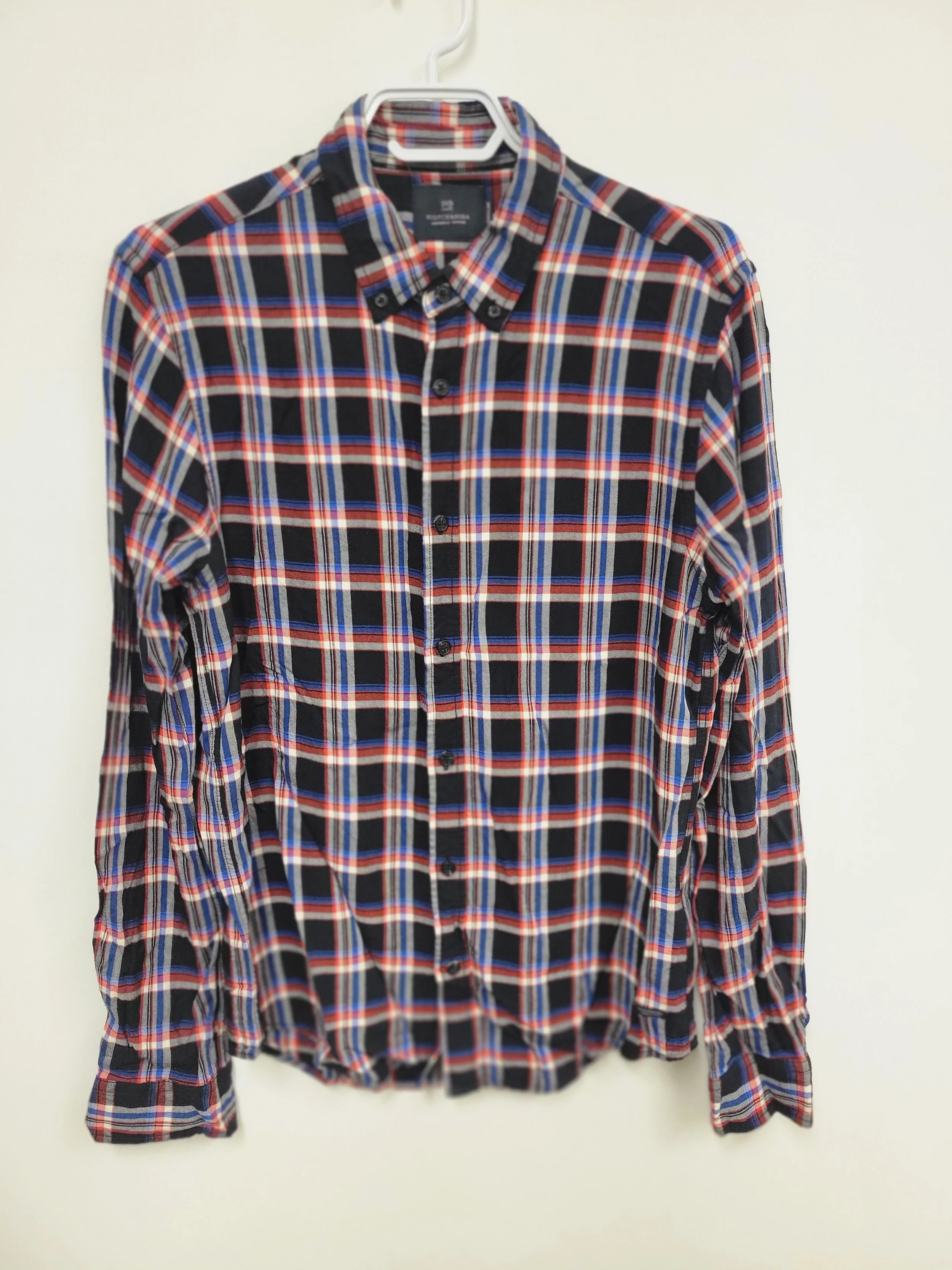 chemise a carreaux marine, scotch et soda,  M (ajusté)