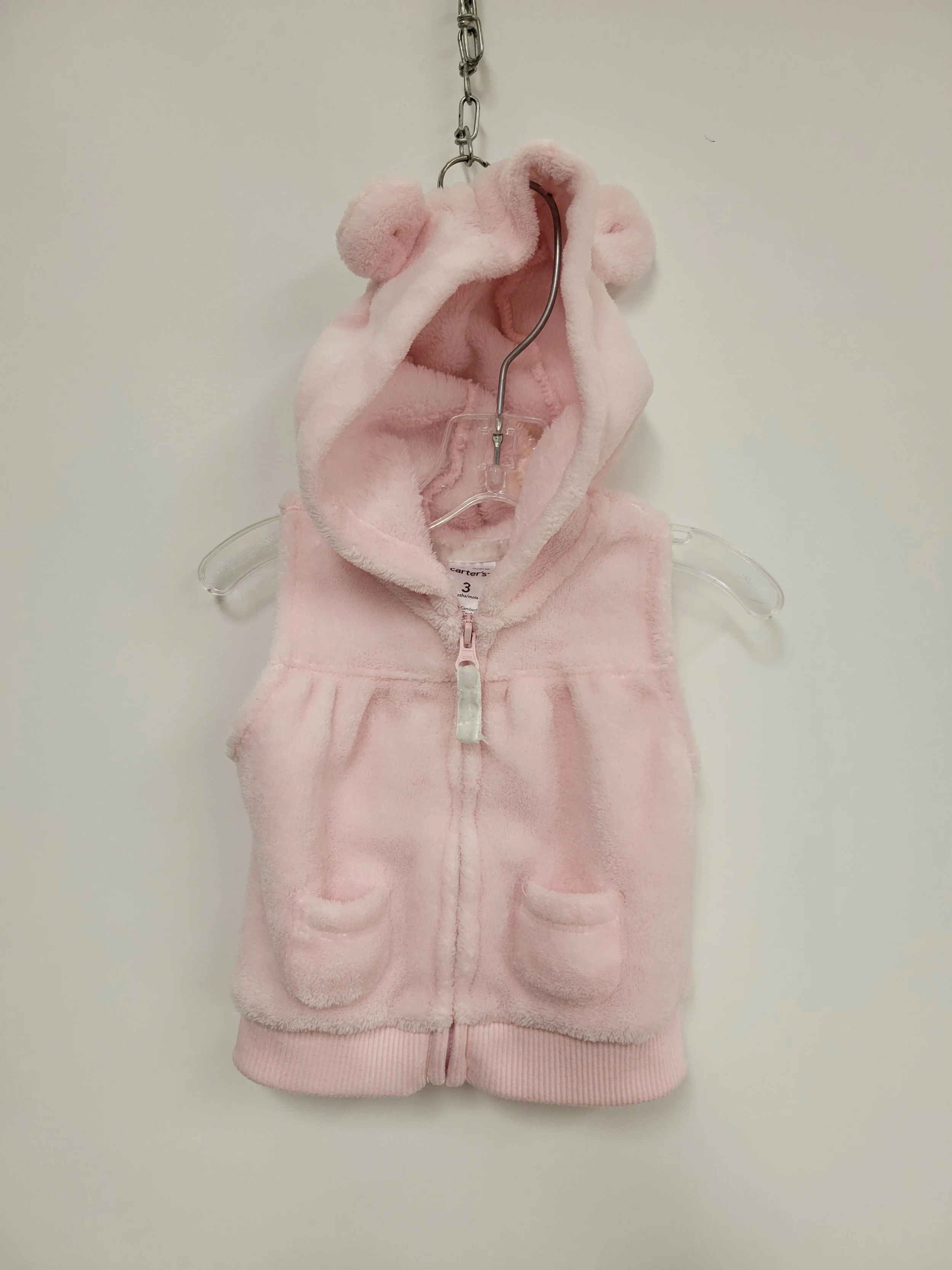 Veste sans manches rose pâle à capuche ourson, Carter's, 3 mois