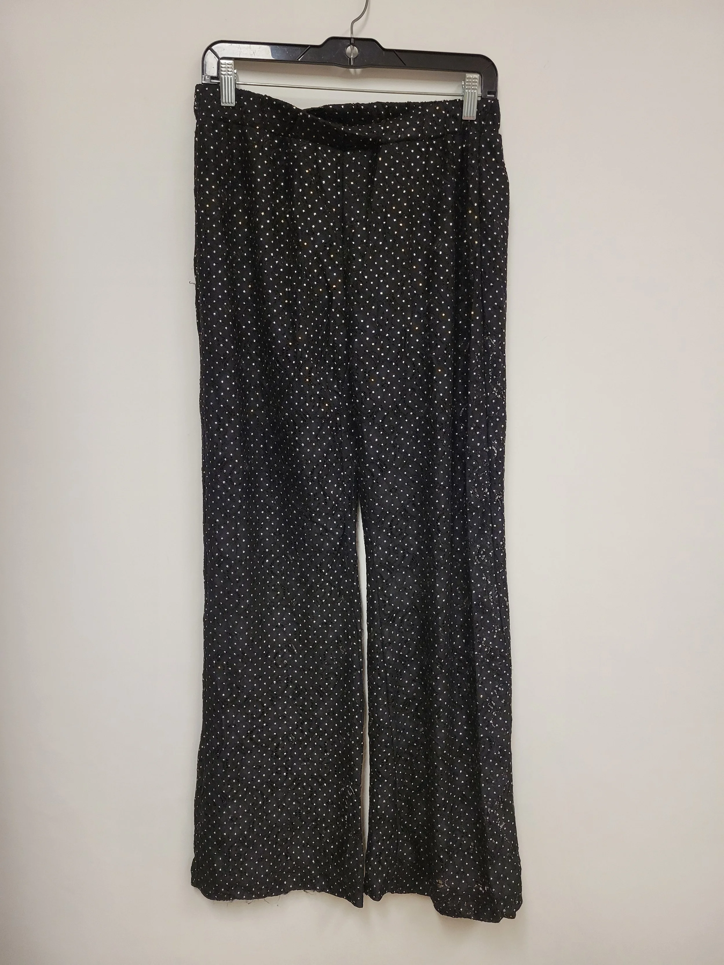 Pantalon noir ample en dentelle, pois dorés, short/jupon intégré, World Fashion, L