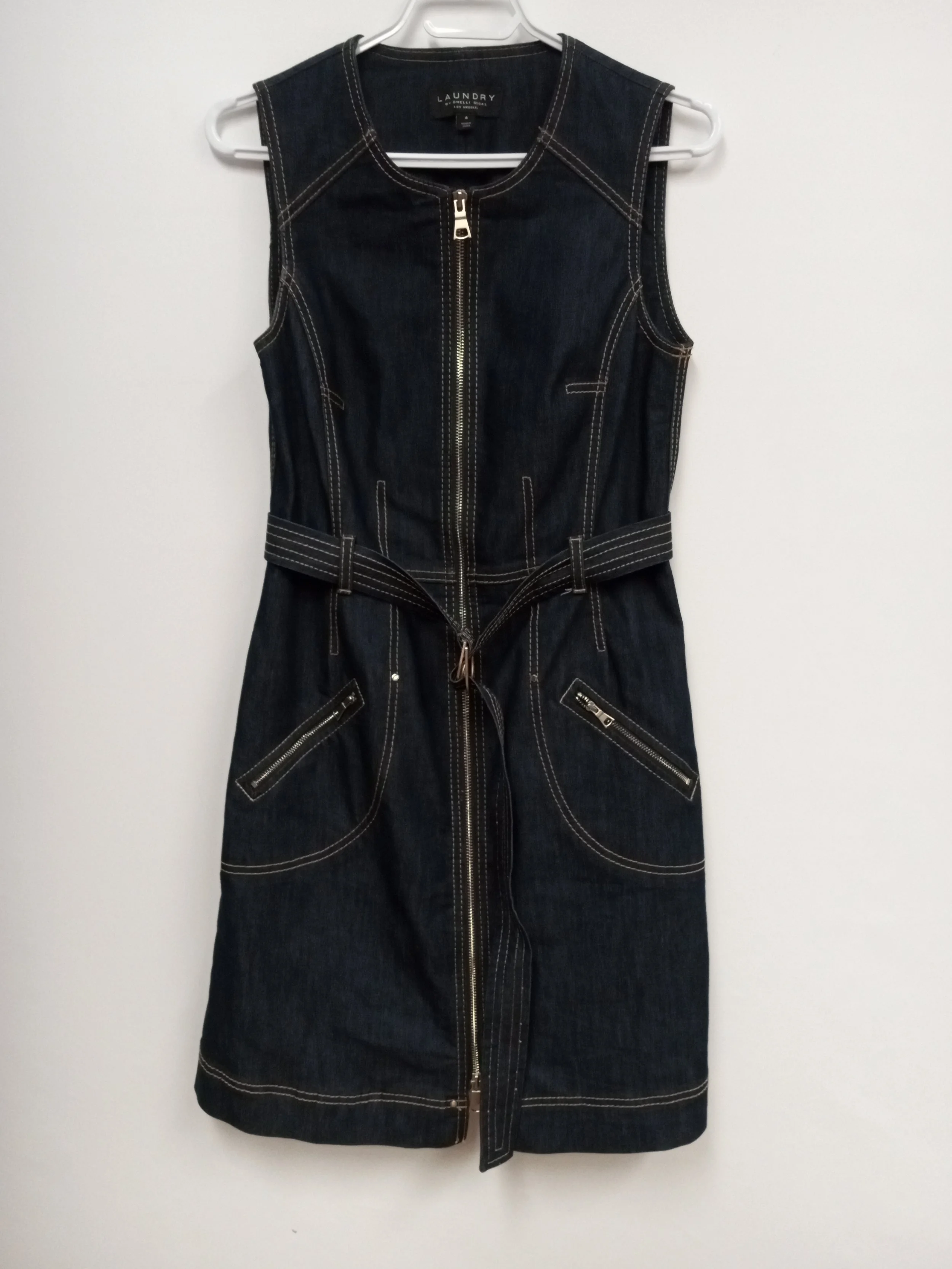 Robe en jean foncé, 72% coton, comme neuve, Laundry by Shelli Segal, Taille 4