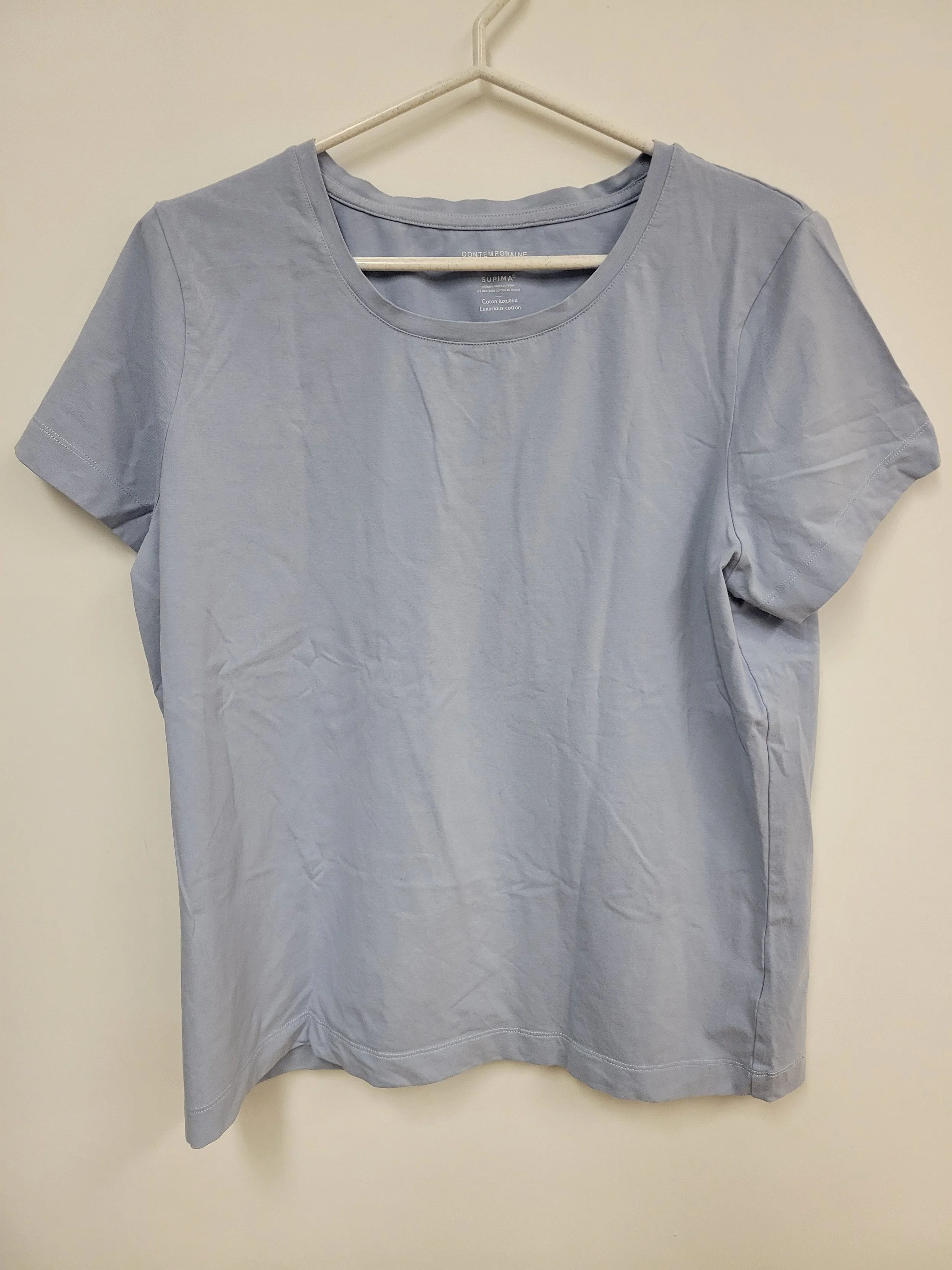 T-Shirt bleu poudre, coton Supima, Contemporaine, XL