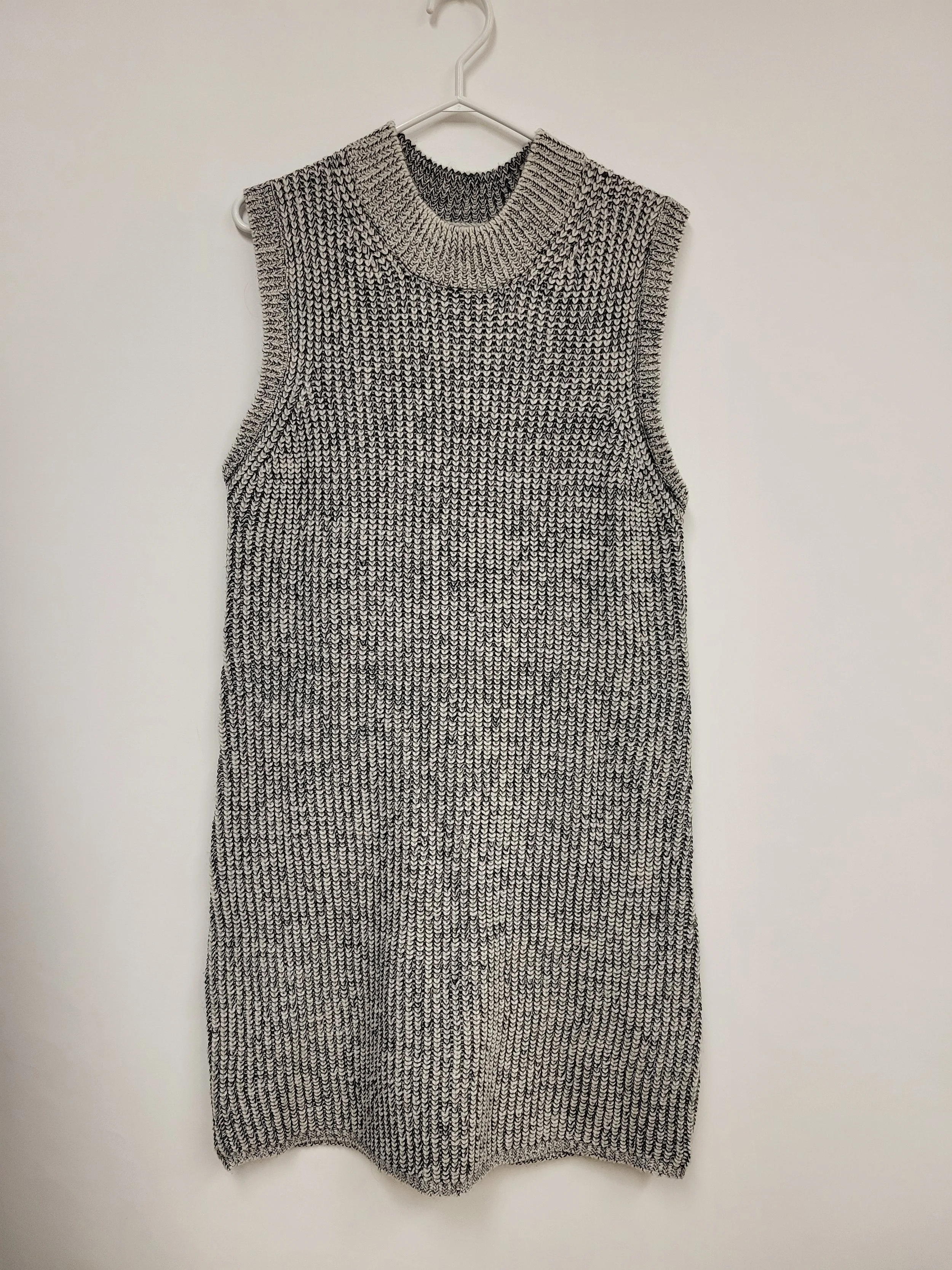 Tunique en tricot ivoire et noir, MC, XL (ajusté)