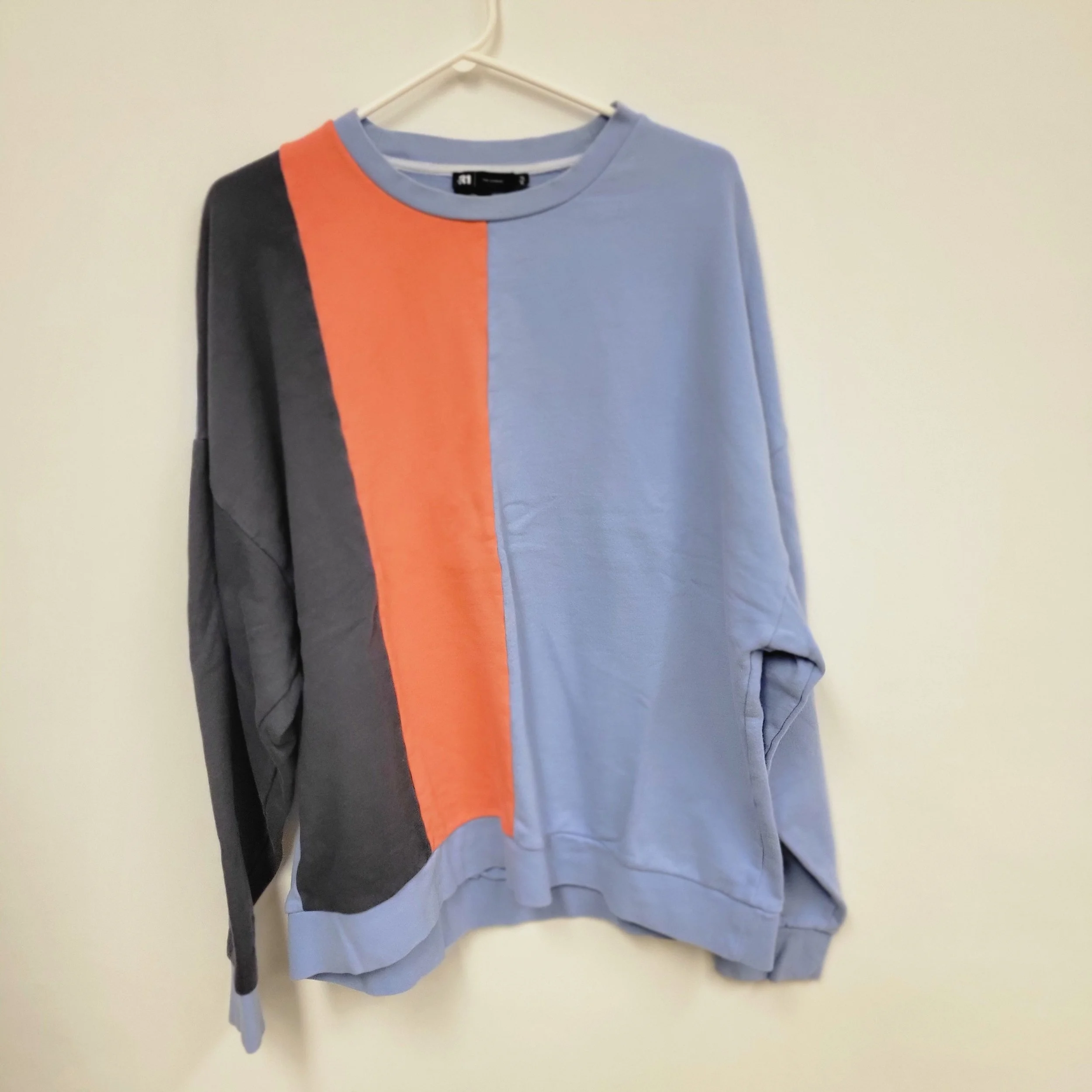 coton ouaté bleu, orange et gris foncé, Simons, taille XL