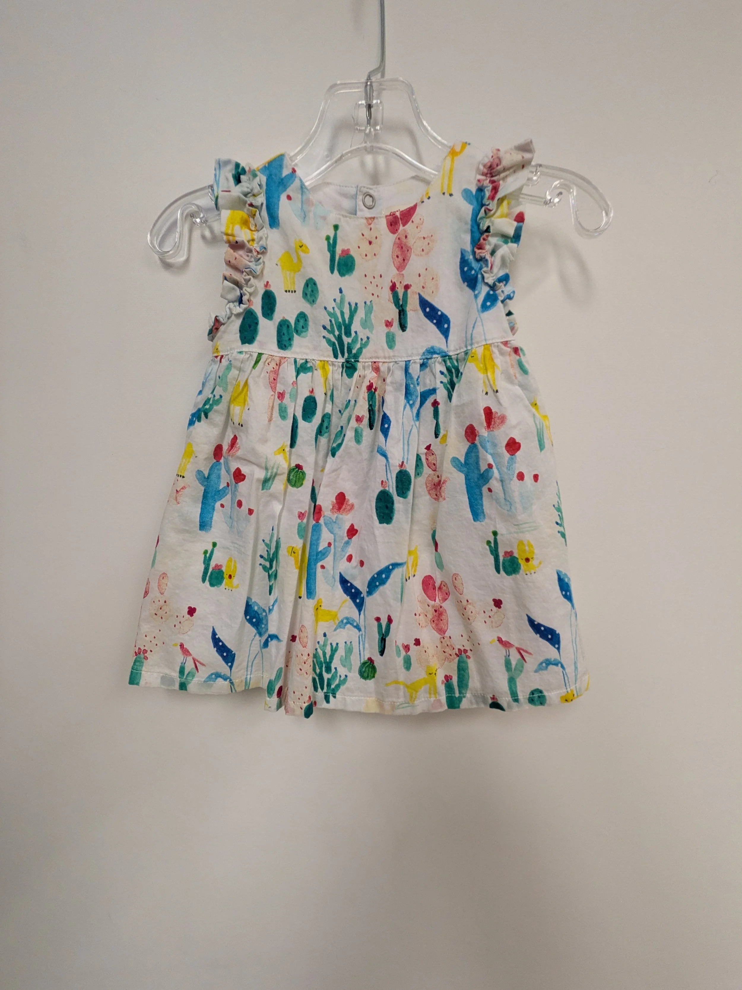 Robe blanche motif cactus colorés, doublée, 100% coton, Catimini, 6 mois