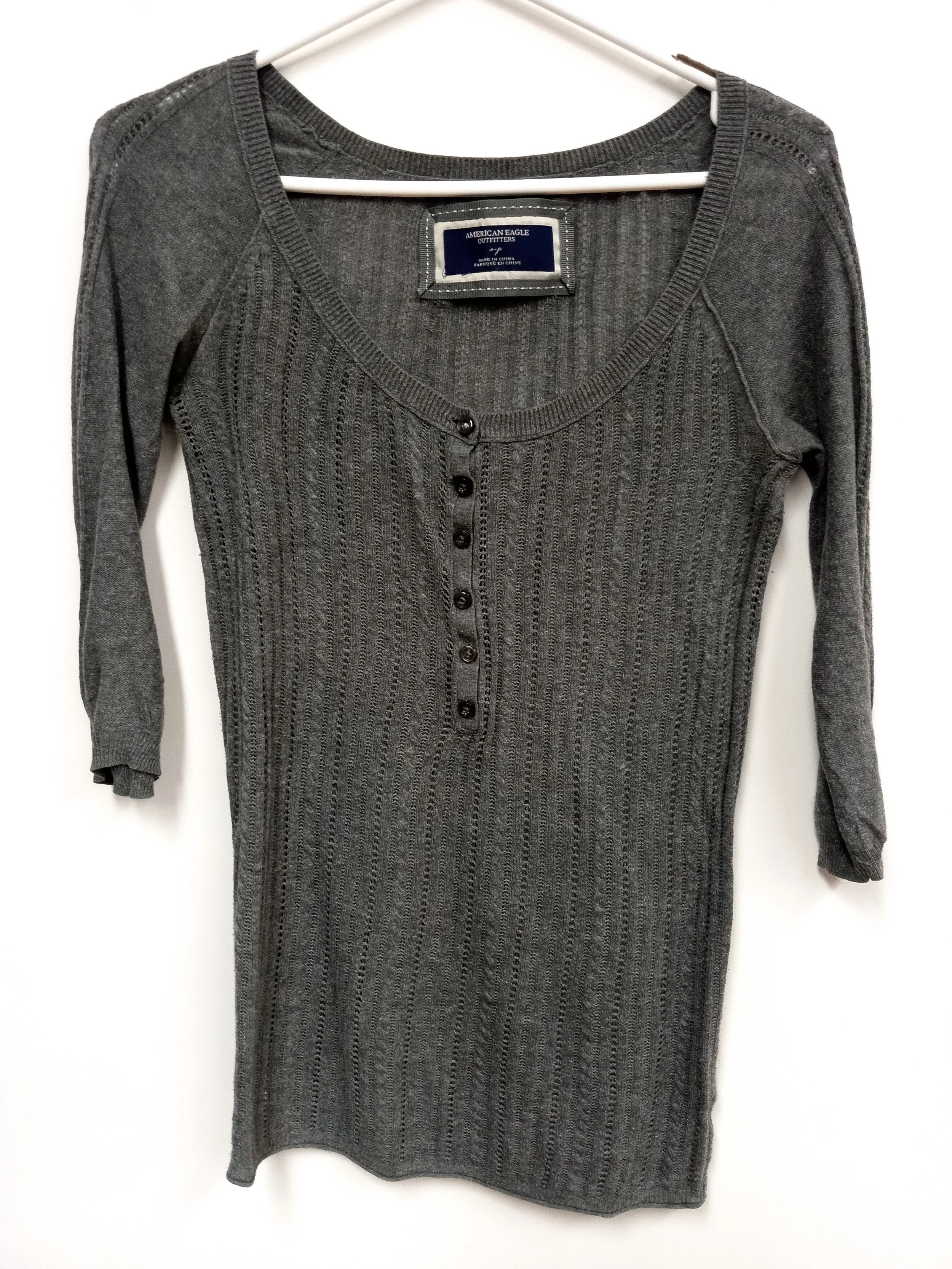 Haut gris tricoté , 100 % coton, American Eagle outfitters, Taille S