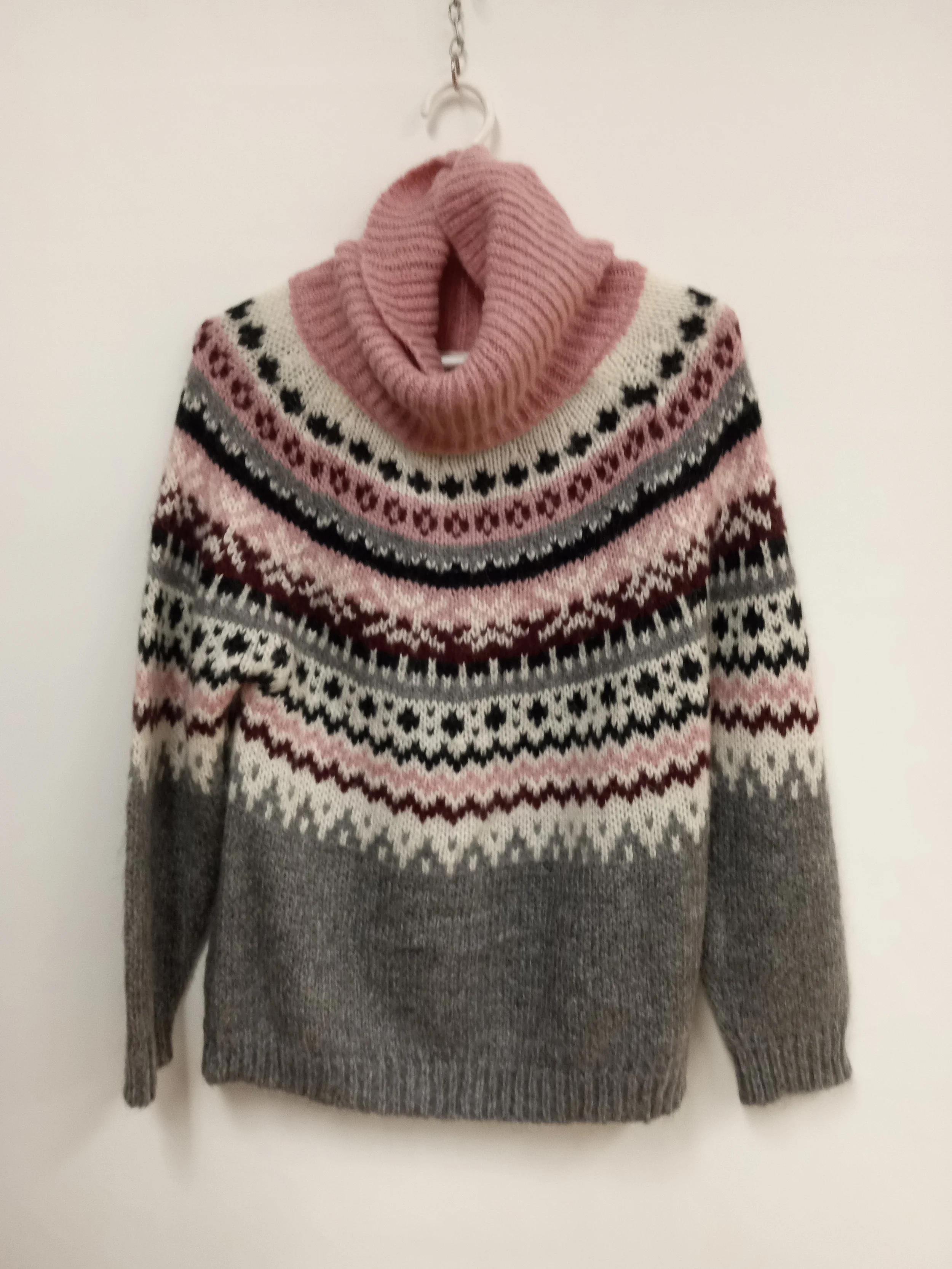 Chandail jackart en laine douce, Rose, blanc, rouge vin et gris, SIMONS (Importation d'Italie), XS/S